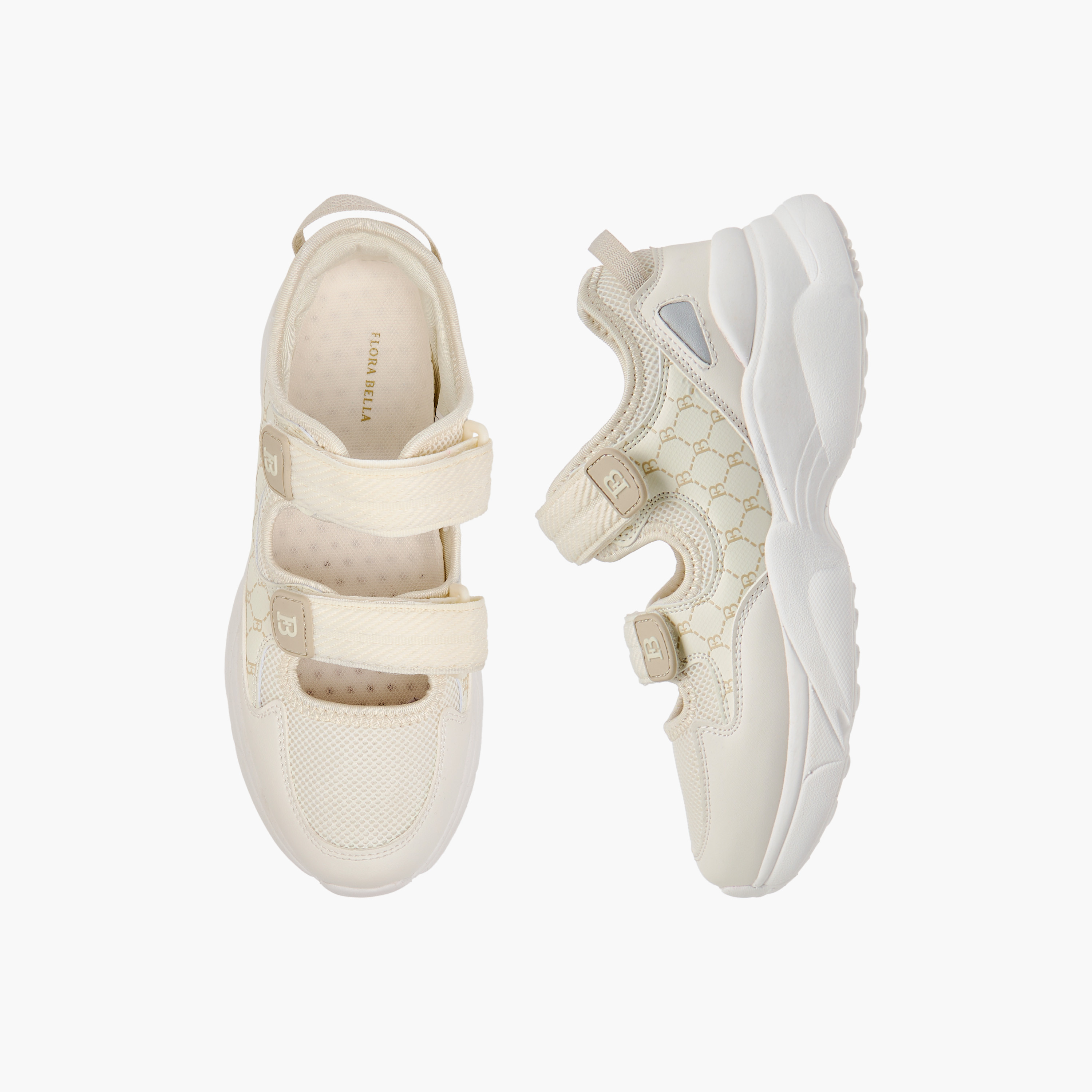 Flora Bella Monogram Print Sneakers with Hook and Loop Closure-women-shoes-sneakers-image-1