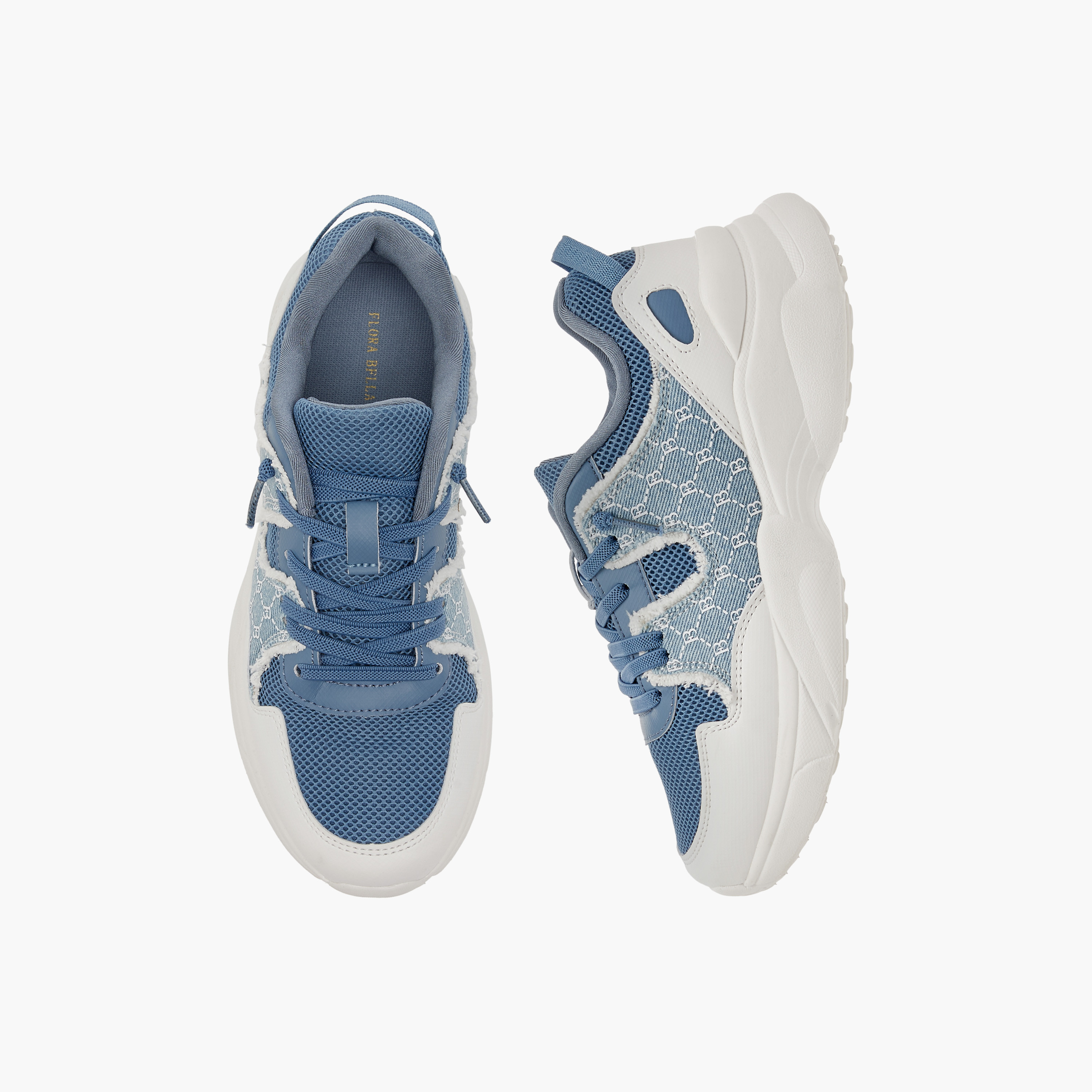 Flora Bella Monogram Print Ankle Sneakers with Lace-Up Closure-women-shoes-sneakers-image-1