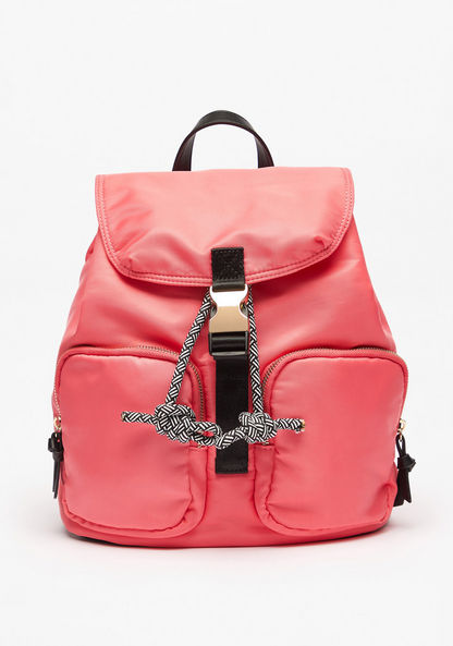 Missy Solid Backpack with Front Pockets and Drawstring Closure-Women%27s Backpacks-image-0