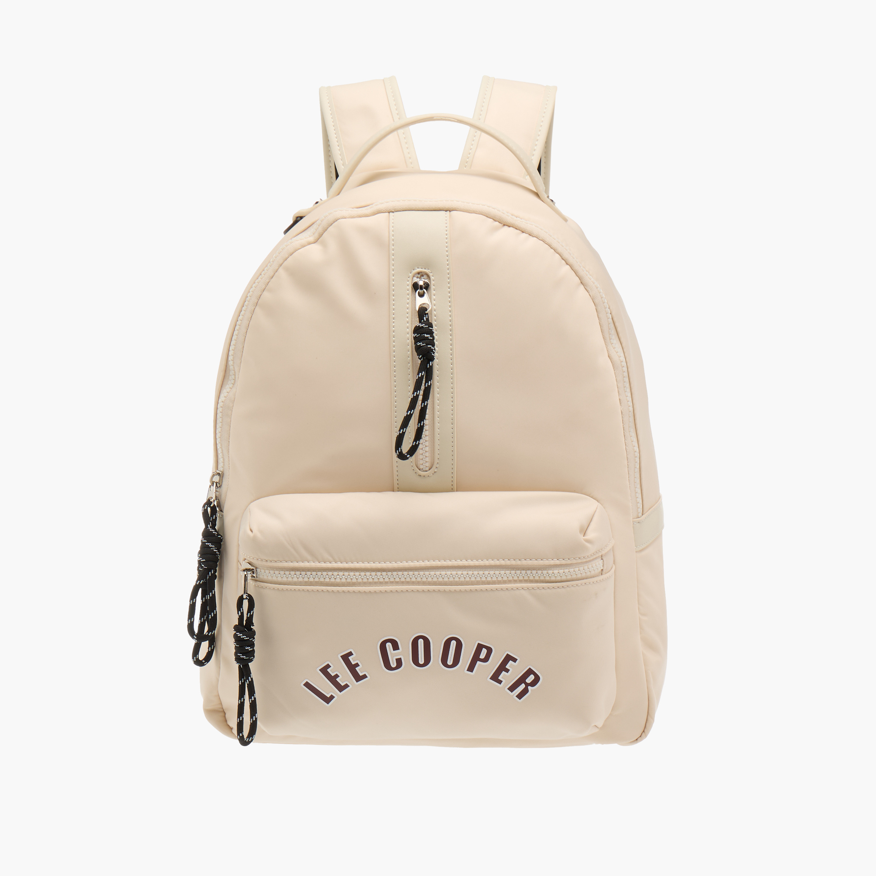 Lee Cooper Logo Print Backpack with Adjustable Straps and Handle-women-bagsandwallets-backpacks-image-1