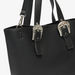 Haadana Solid Tote Bag with Embellished Buckle Accent and Pouch-Women%27s Handbags-thumbnail-4
