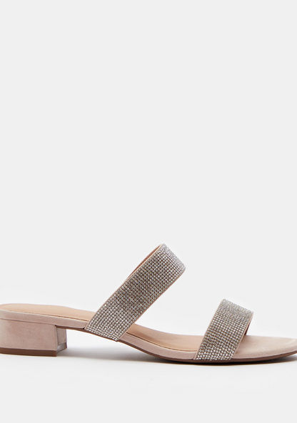 Embellished Open-Toe Slide Sandals with Block Heels-Women%27s Heel Sandals-image-0