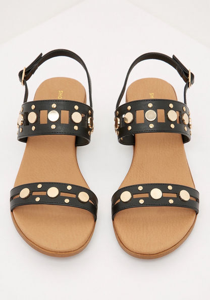 Embellished Sandals with Buckle Closure and Block Heels-Women%27s Heel Sandals-image-1