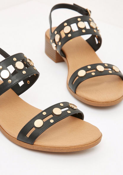 Embellished Sandals with Buckle Closure and Block Heels-Women%27s Heel Sandals-image-2