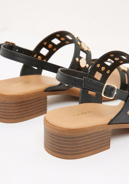 Embellished Sandals with Buckle Closure and Block Heels-Women%27s Heel Sandals-image-3