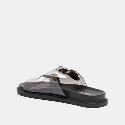 Haadana Slip-On Slide Slippers with Buckle Accents