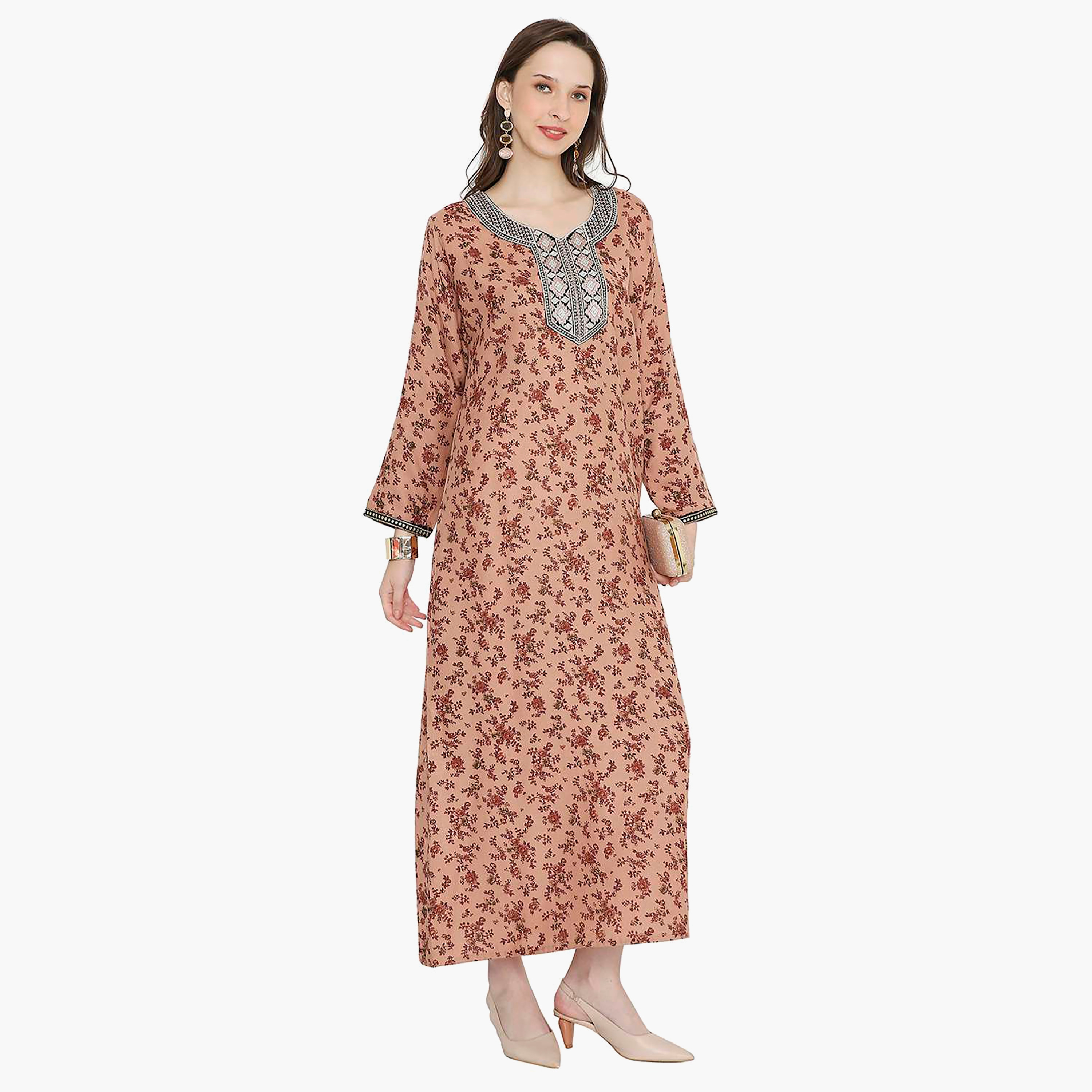 جلابية نسائية مطرزة بالزهور وعقدة عنق من هانا آند سارة-women-arabicclothing-jalabiyas-image-11