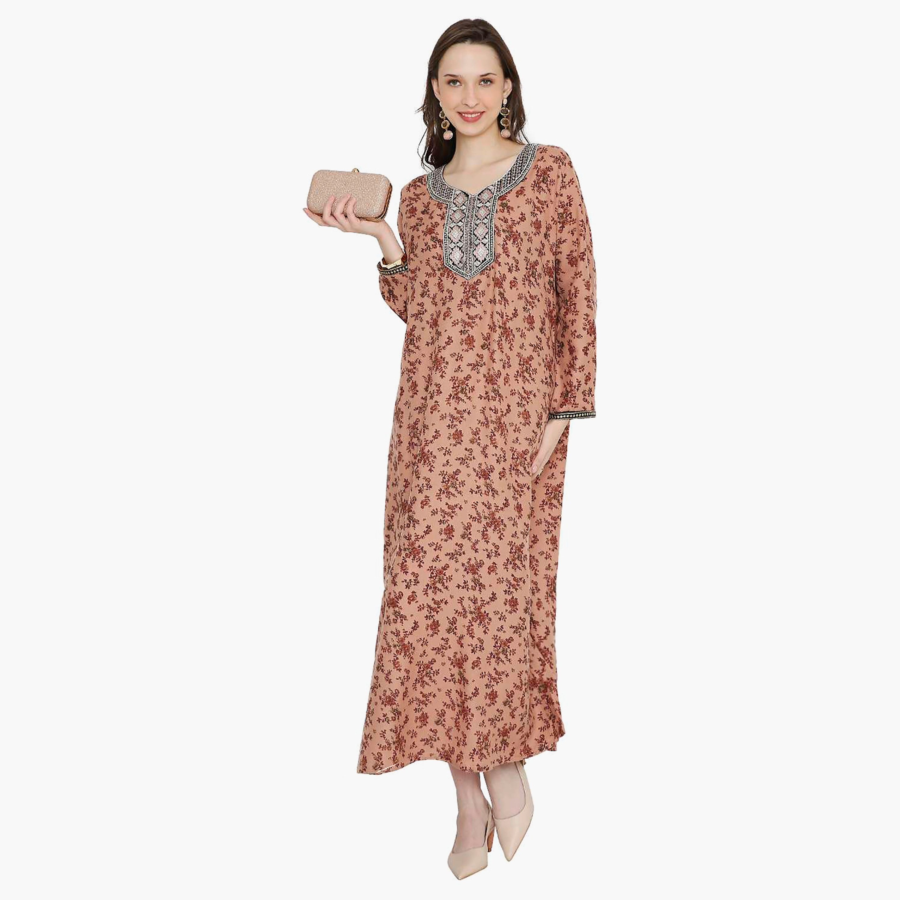 جلابية نسائية مطرزة بالزهور وعقدة عنق من هانا آند سارة-women-arabicclothing-jalabiyas-image-13