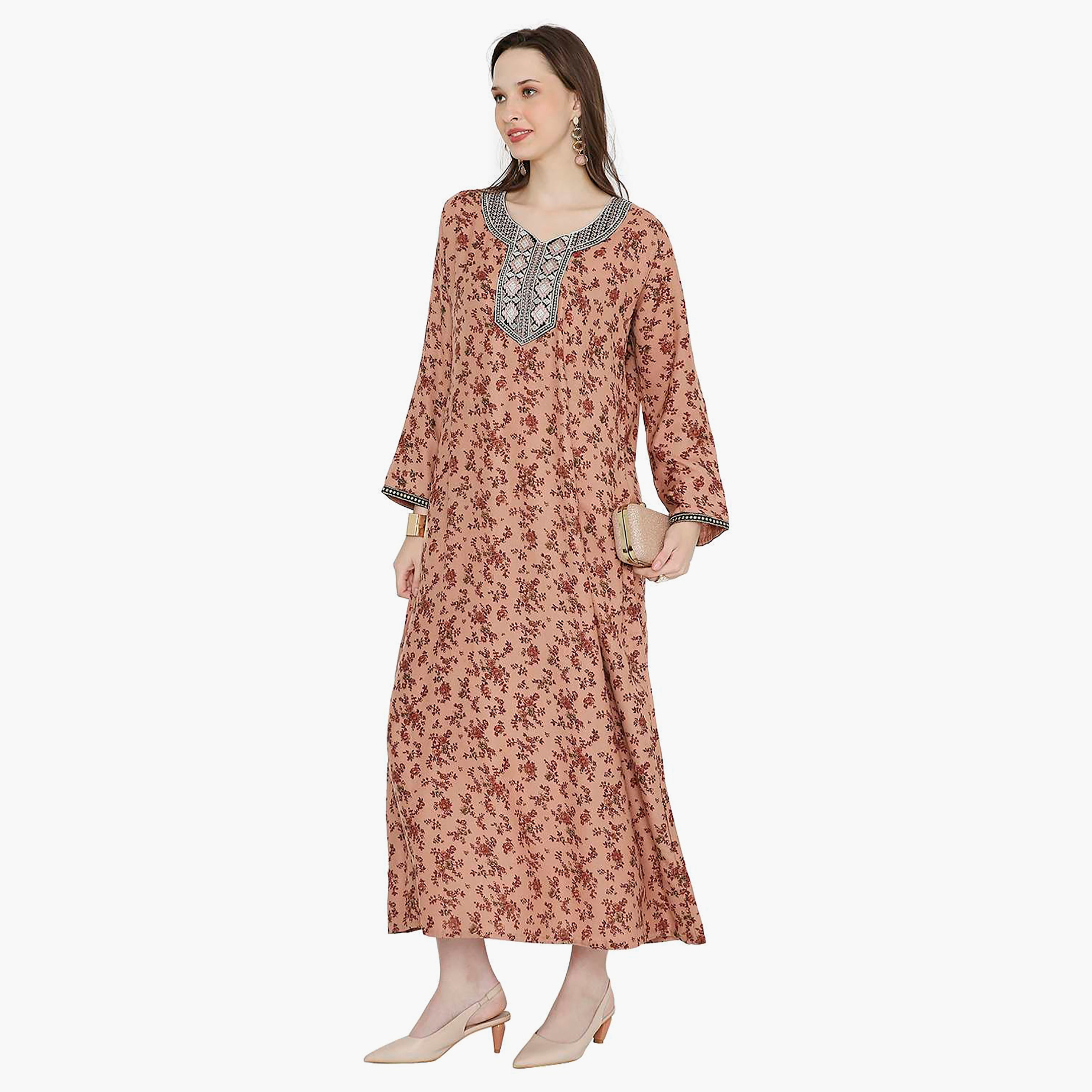 جلابية نسائية مطرزة بالزهور وعقدة عنق من هانا آند سارة-women-arabicclothing-jalabiyas-image-14