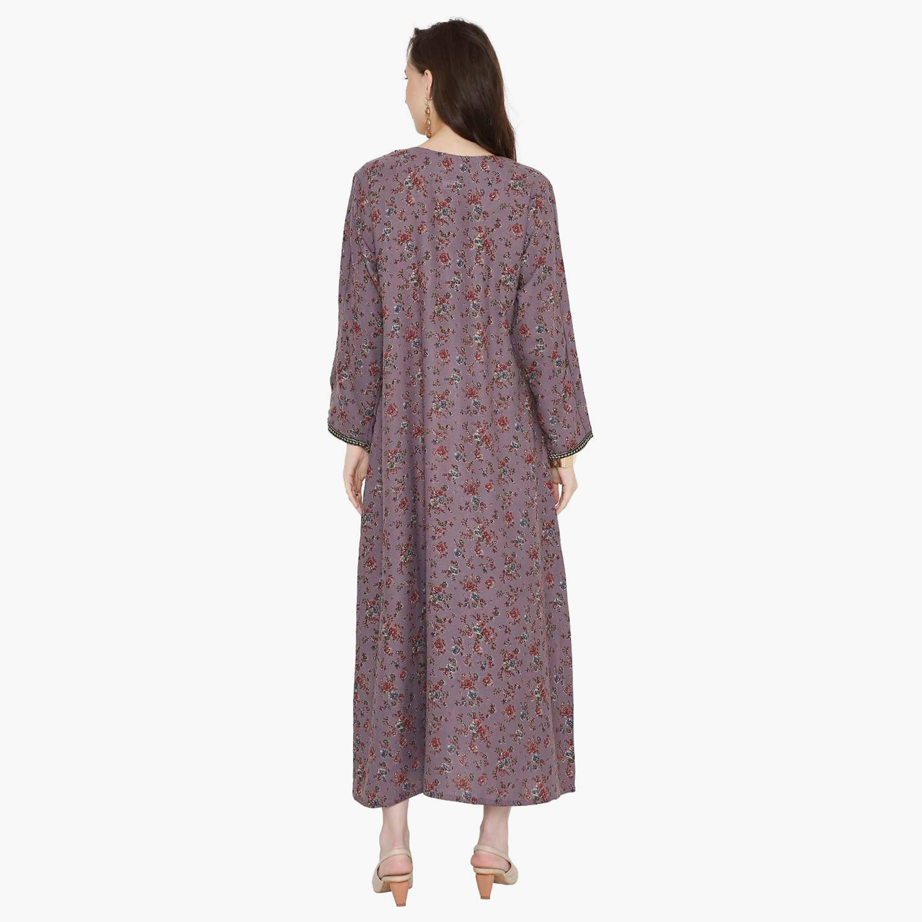 جلابية نسائية مطرزة بالزهور وعقدة عنق من هانا آند سارة-women-arabicclothing-jalabiyas-image-5