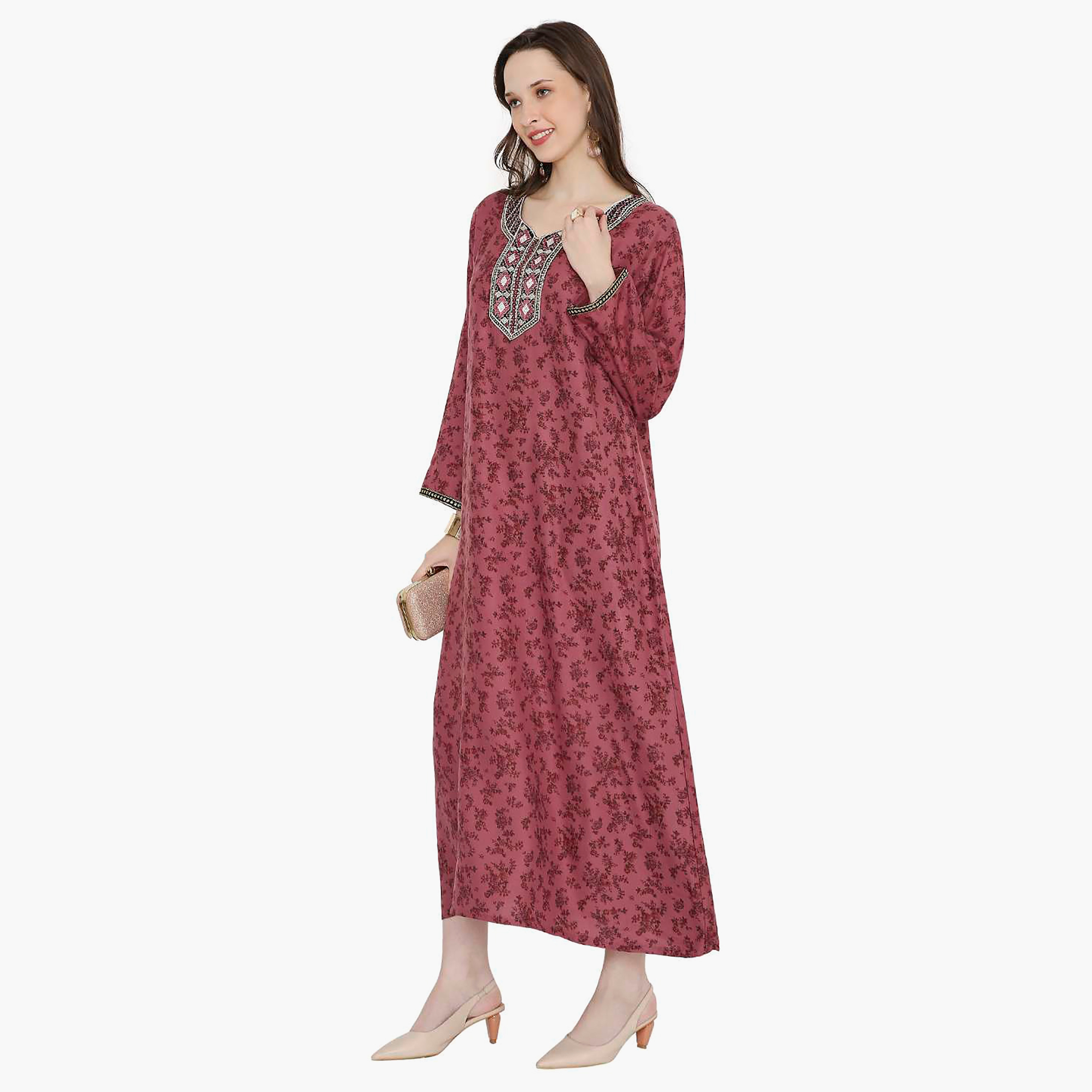 جلابية نسائية مطرزة بالزهور وعقدة عنق من هانا آند سارة-women-arabicclothing-jalabiyas-image-8