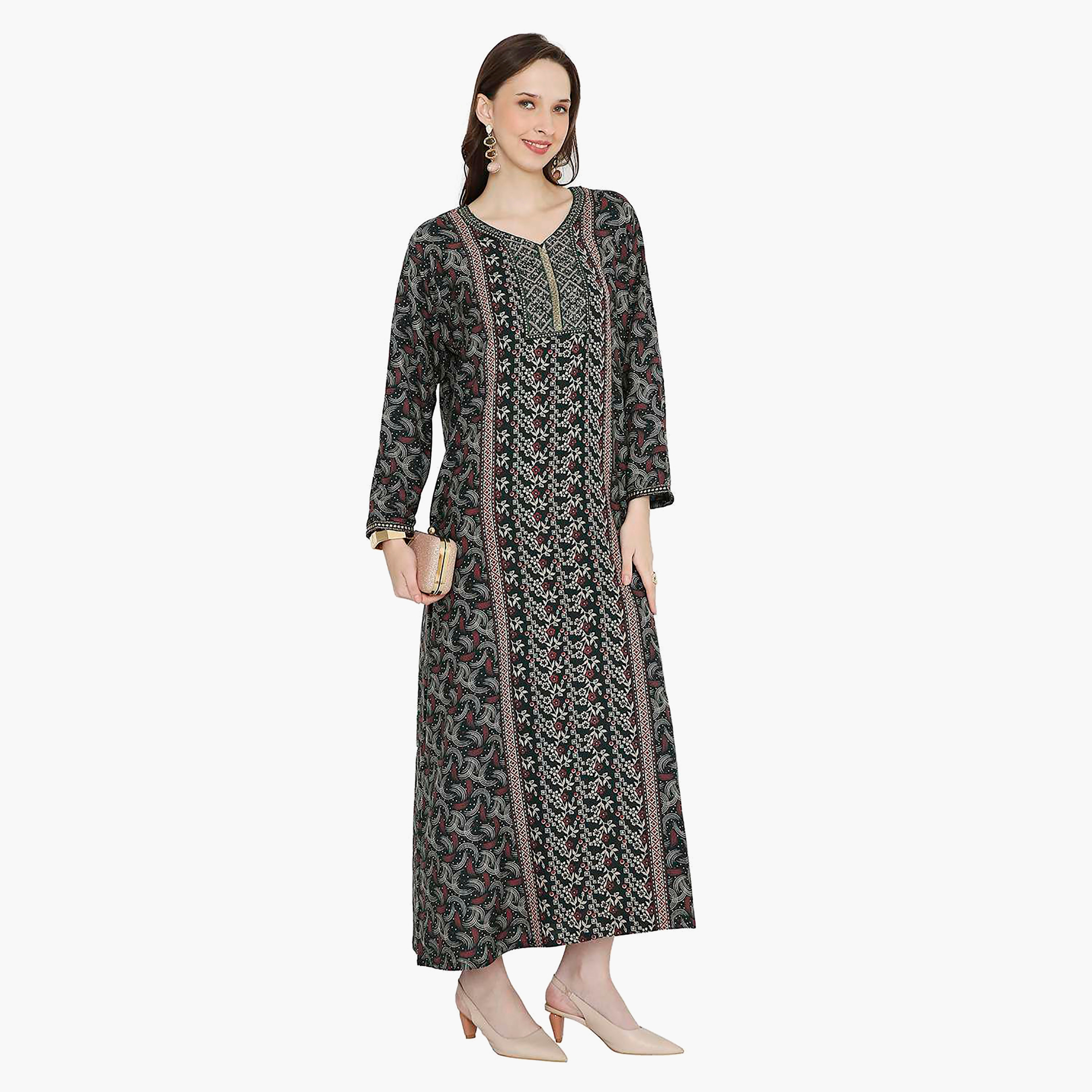 جلابية نسائية مطرزة بعقدة عنق من هانا آند سارة-women-arabicclothing-jalabiyas-image-1