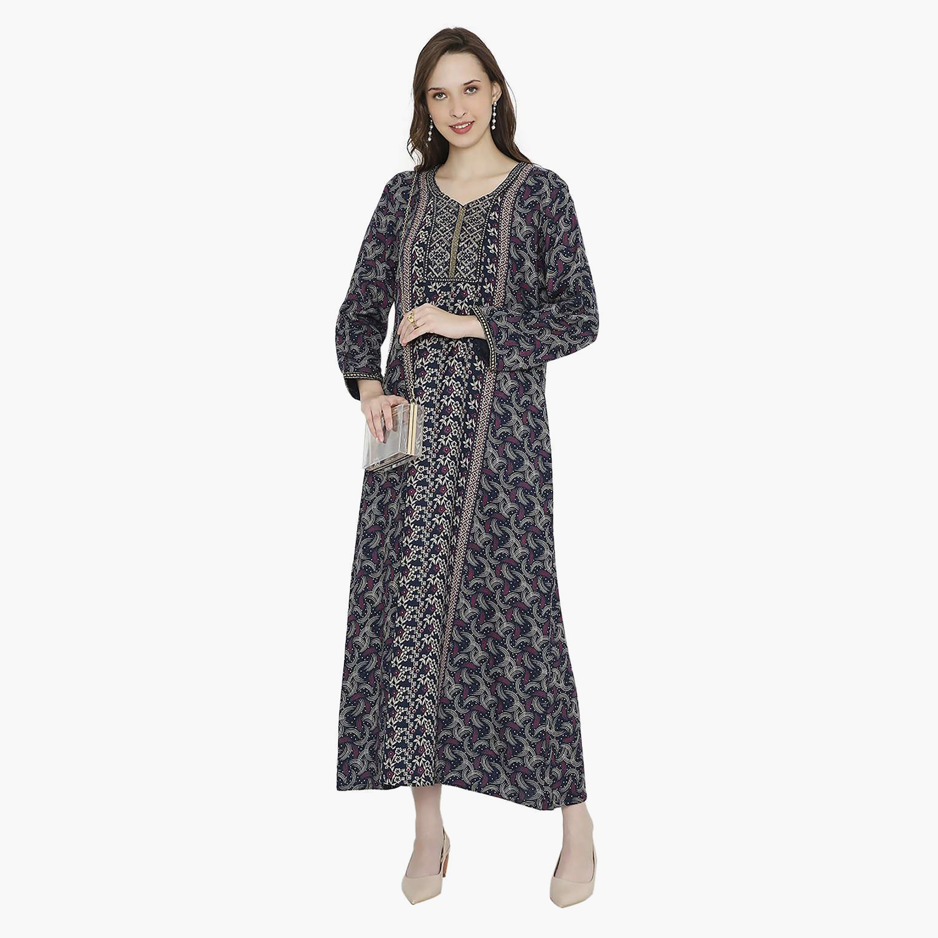 جلابية نسائية مطرزة بعقدة عنق من هانا آند سارة-women-arabicclothing-jalabiyas-image-6