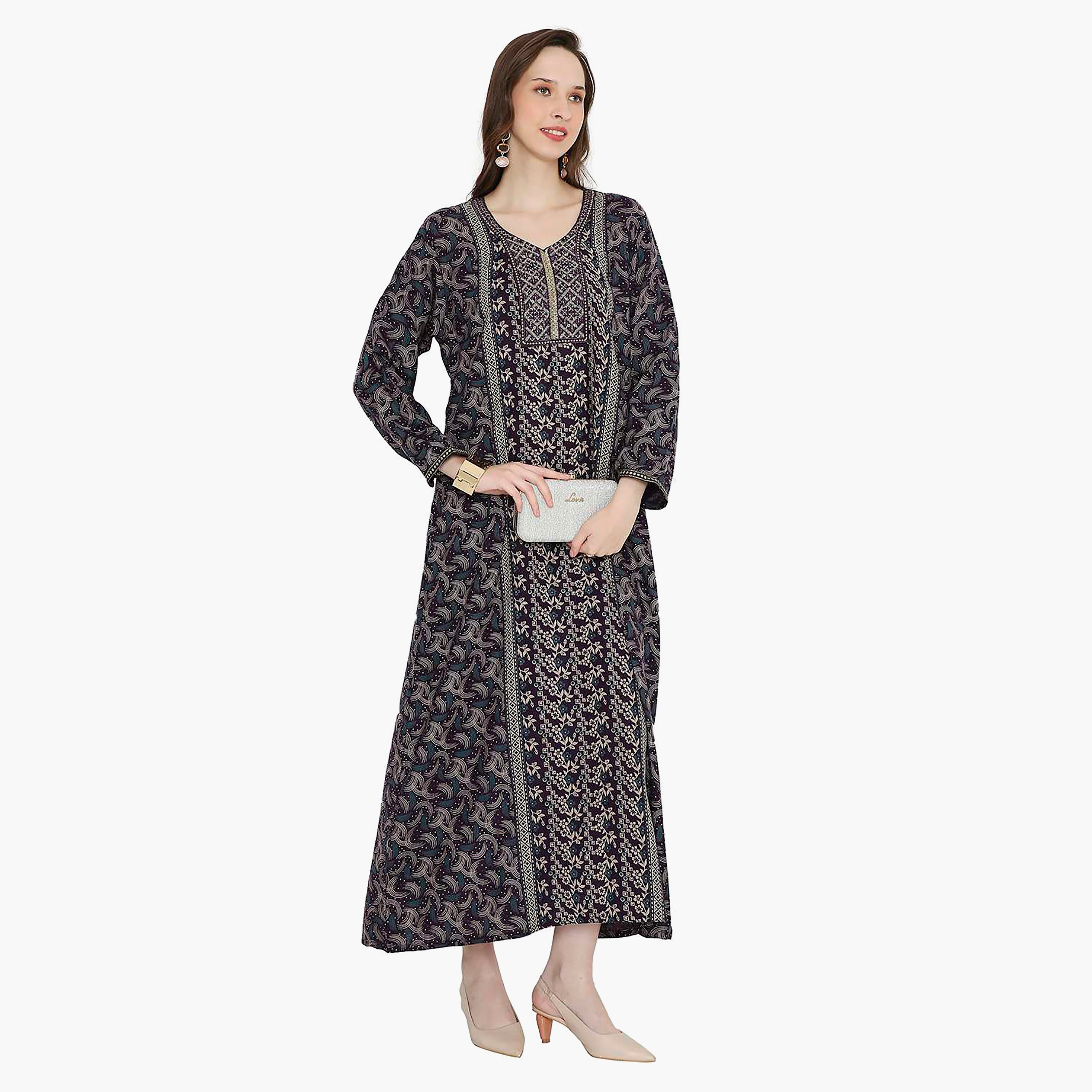 جلابية نسائية مطرزة بعقدة عنق من هانا آند سارة-women-arabicclothing-jalabiyas-image-11