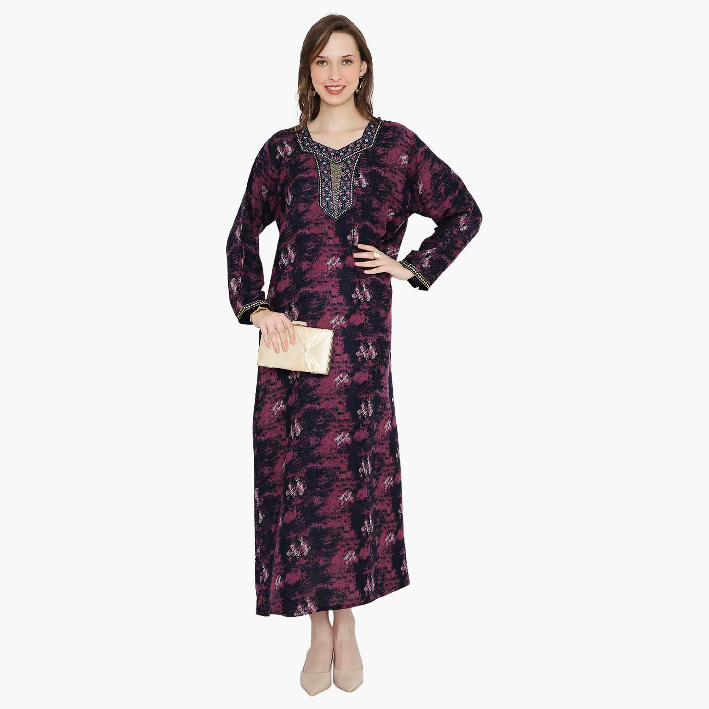 جلابية نسائية مطرزة بعقدة عنق من هانا آند سارة-women-arabicclothing-jalabiyas-image-1