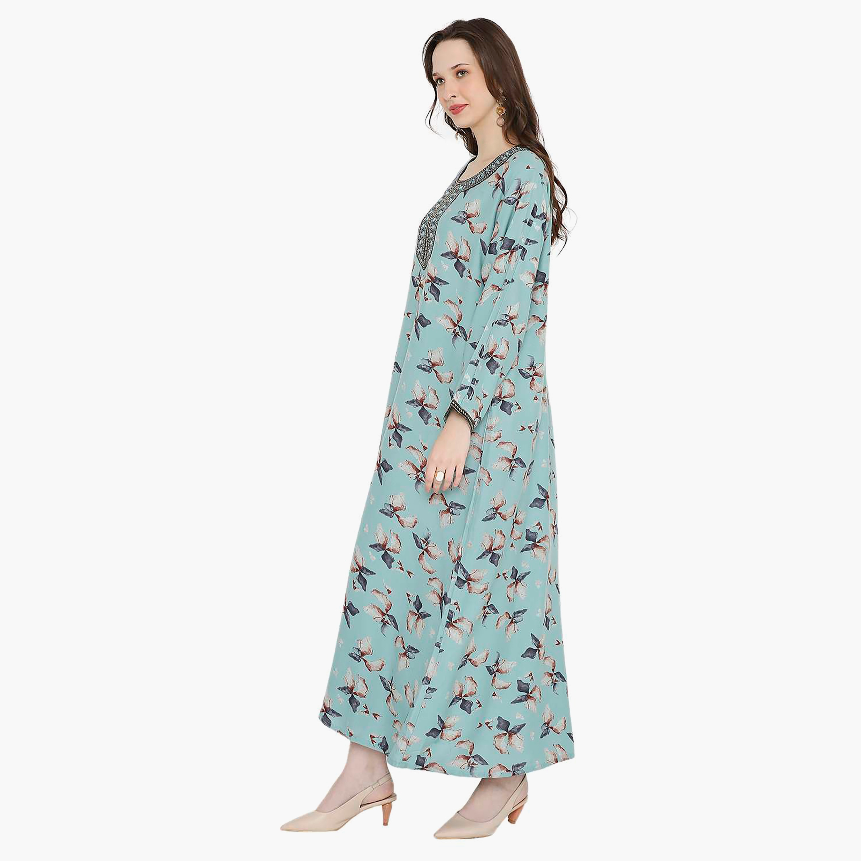 جلابية نسائية مطرزة بالزهور وعقدة عنق من هانا آند سارة-women-arabicclothing-jalabiyas-image-4