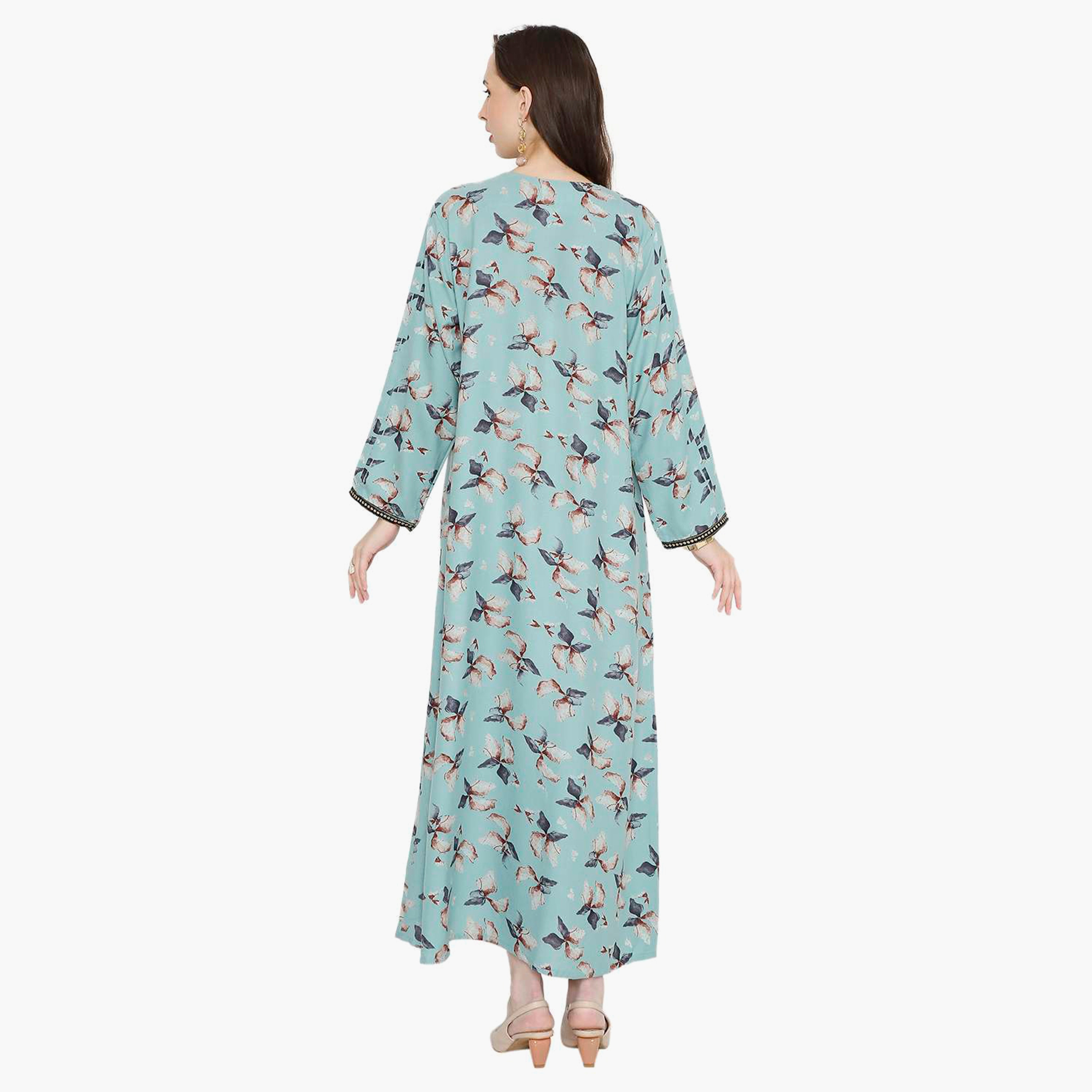 جلابية نسائية مطرزة بالزهور وعقدة عنق من هانا آند سارة-women-arabicclothing-jalabiyas-image-5