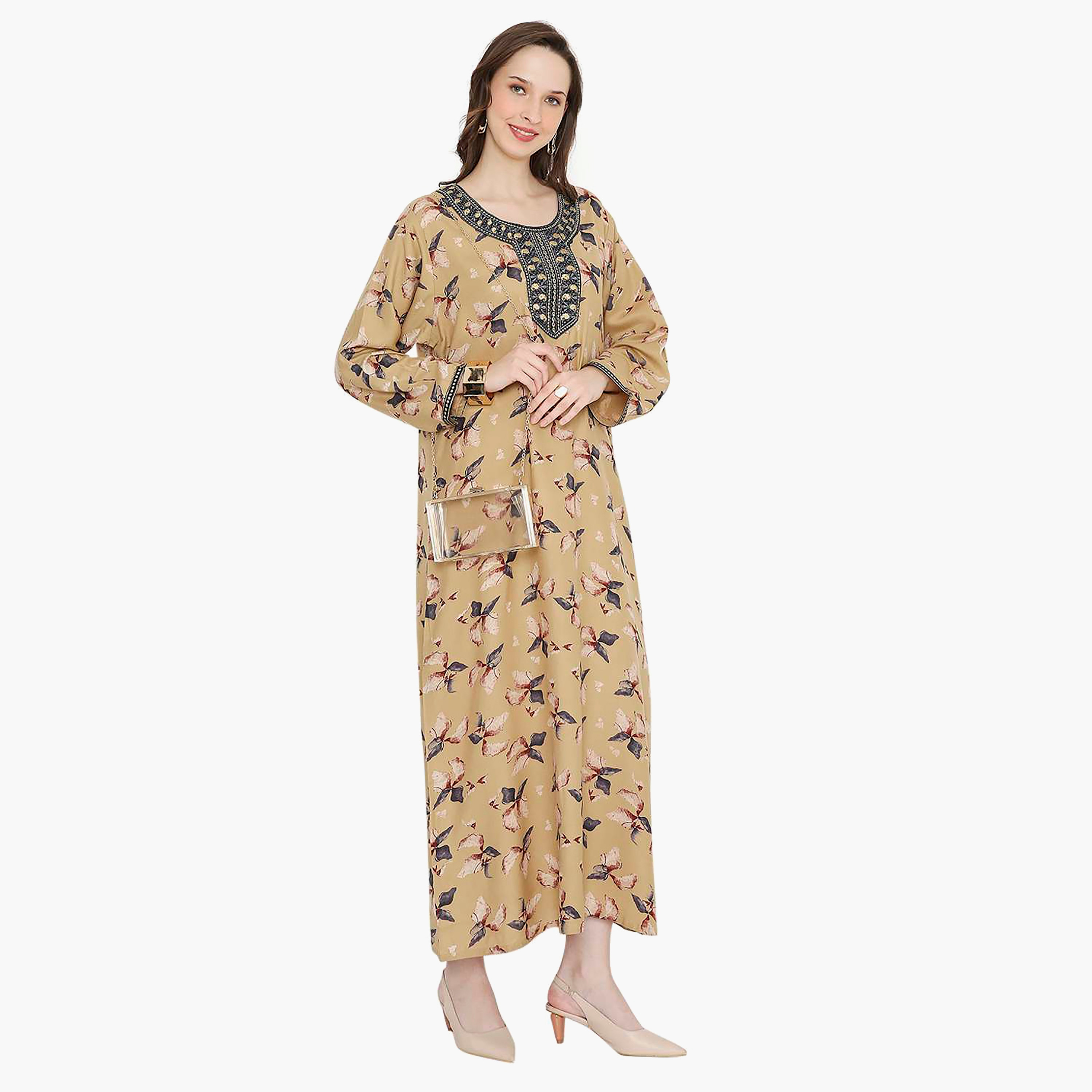 جلابية نسائية مطرزة بالزهور وعقدة عنق من هانا آند سارة-women-arabicclothing-jalabiyas-image-8