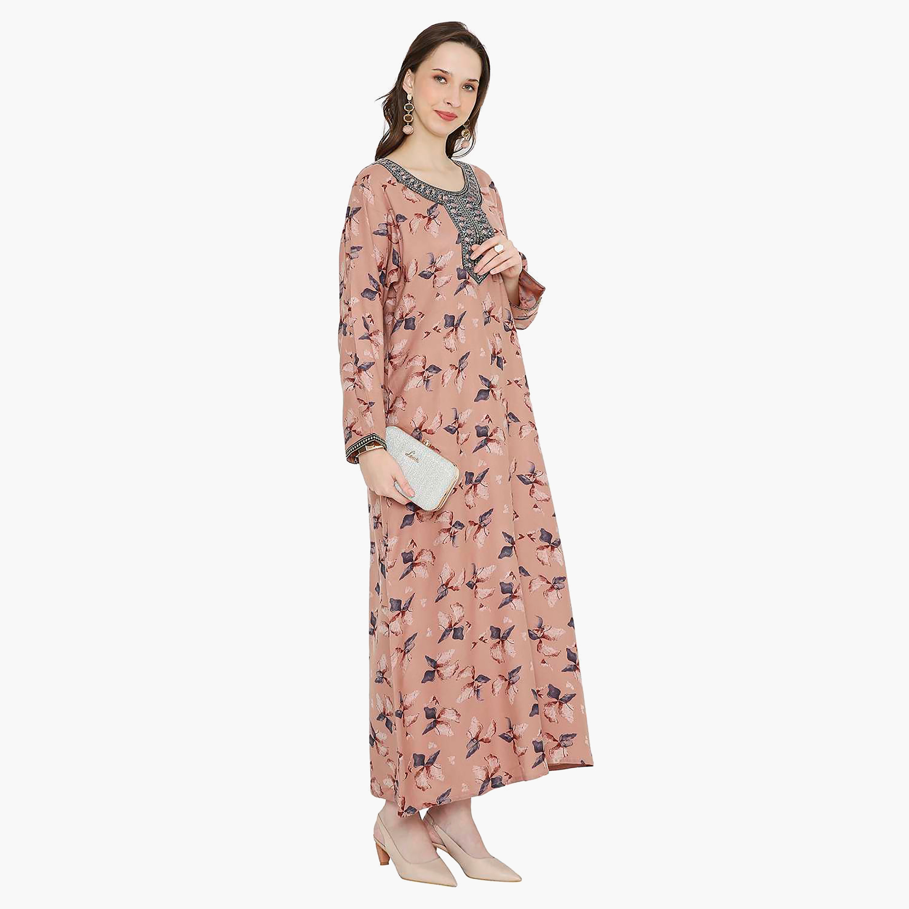 جلابية نسائية مطرزة بالزهور وعقدة عنق من هانا آند سارة-women-arabicclothing-jalabiyas-image-13