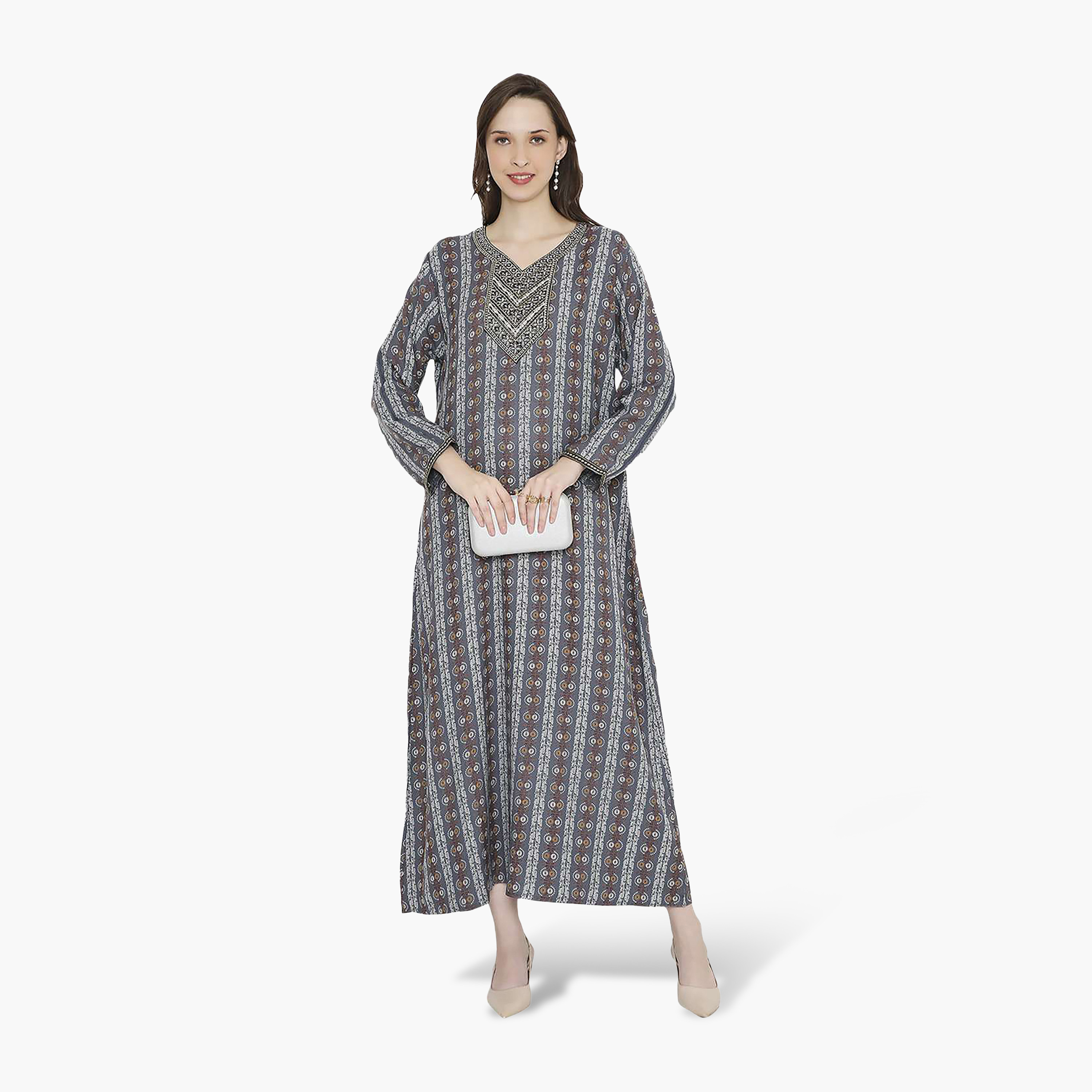 HanaandSara Multicolour Geometric Print Women's Jalabiya-women-arabicclothing-jalabiyas-image-1
