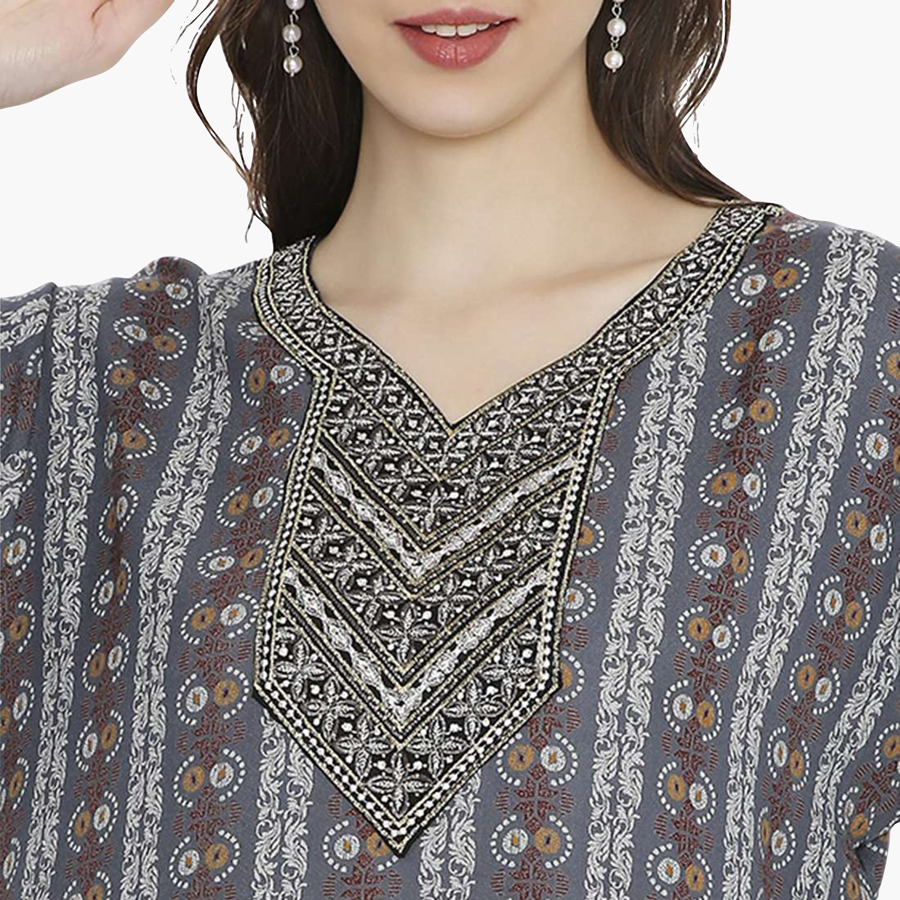 جلابية نسائية بطبعة هندسية متعددة الألوان من هنا اند سارة-women-arabicclothing-jalabiyas-image-2