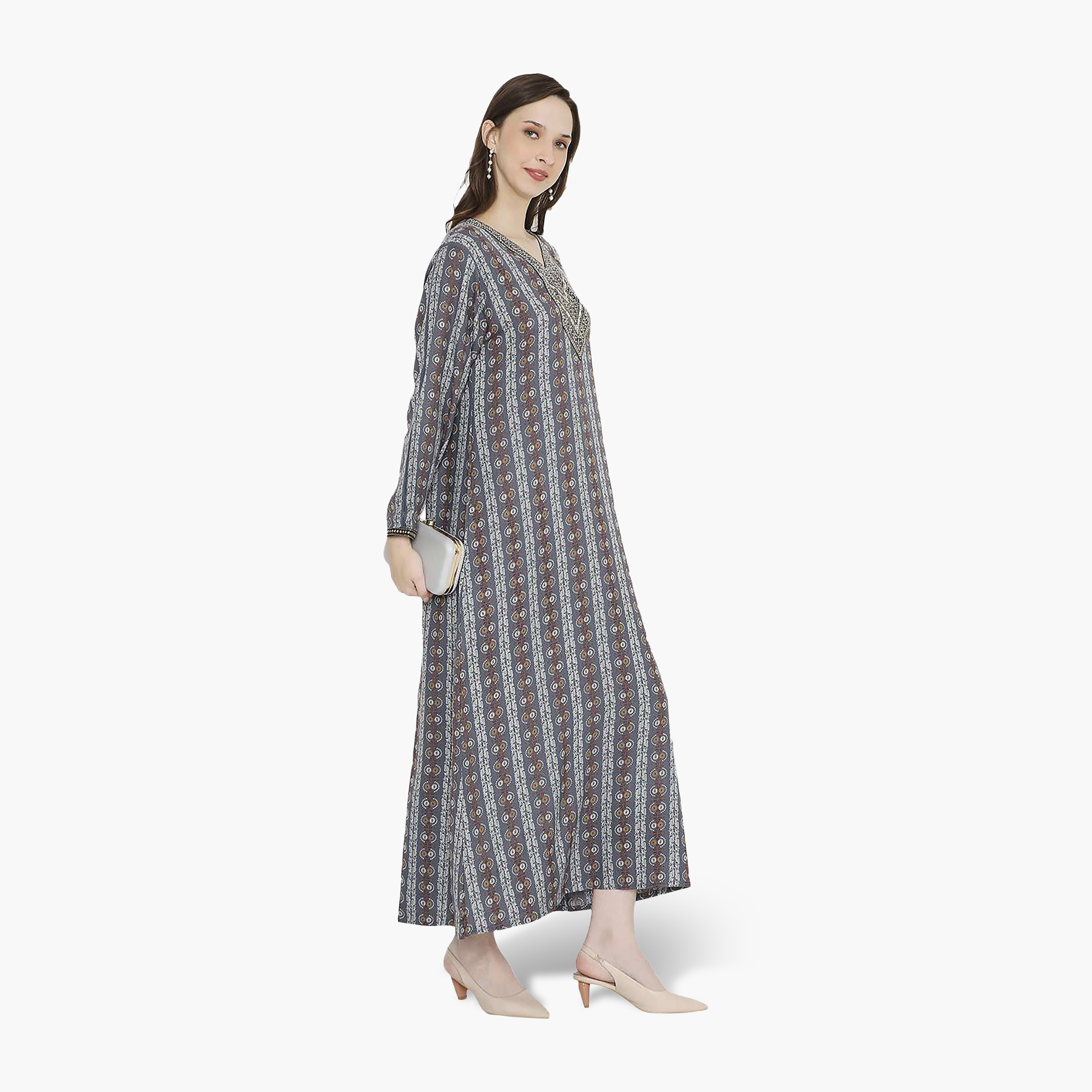 HanaandSara Multicolour Geometric Print Women's Jalabiya-women-arabicclothing-jalabiyas-image-3