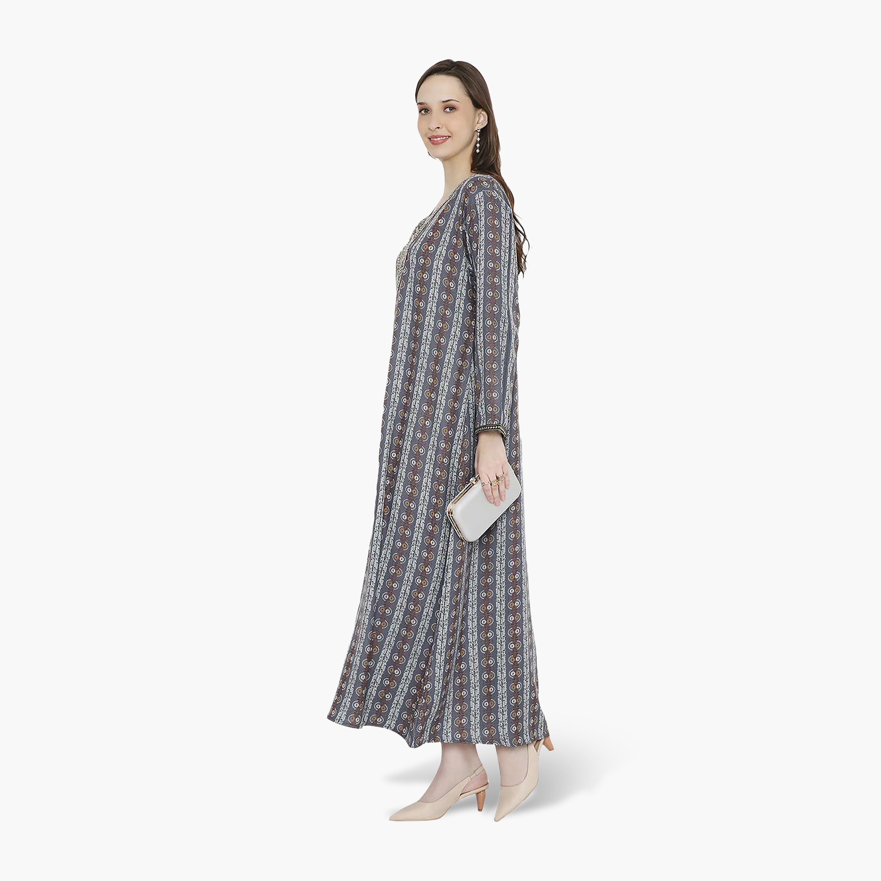 HanaandSara Multicolour Geometric Print Women's Jalabiya-women-arabicclothing-jalabiyas-image-4
