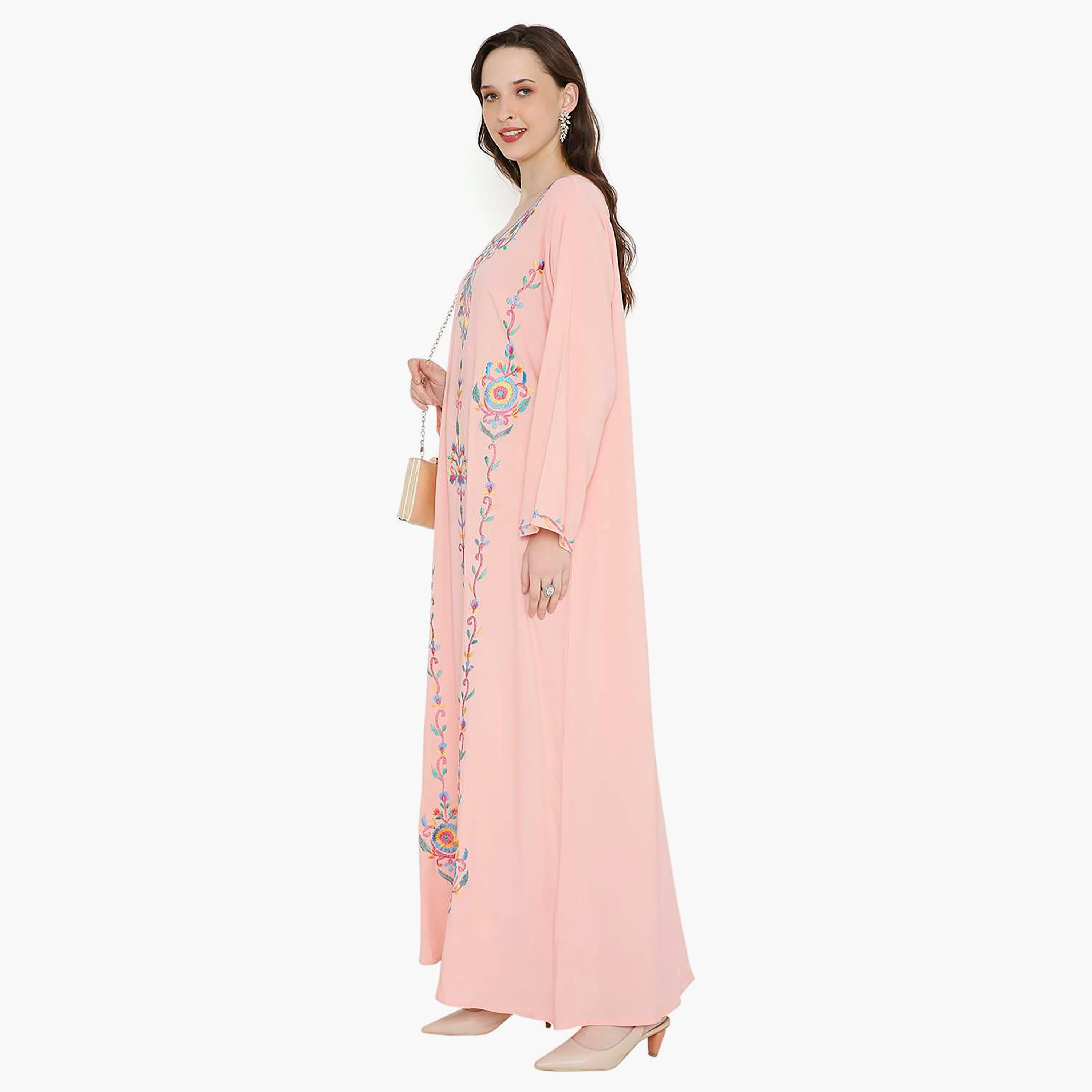 جلابية سهرة نسائية بأكمام مطوية ومطرزة من هانا آند سارة-women-arabicclothing-jalabiyas-image-13