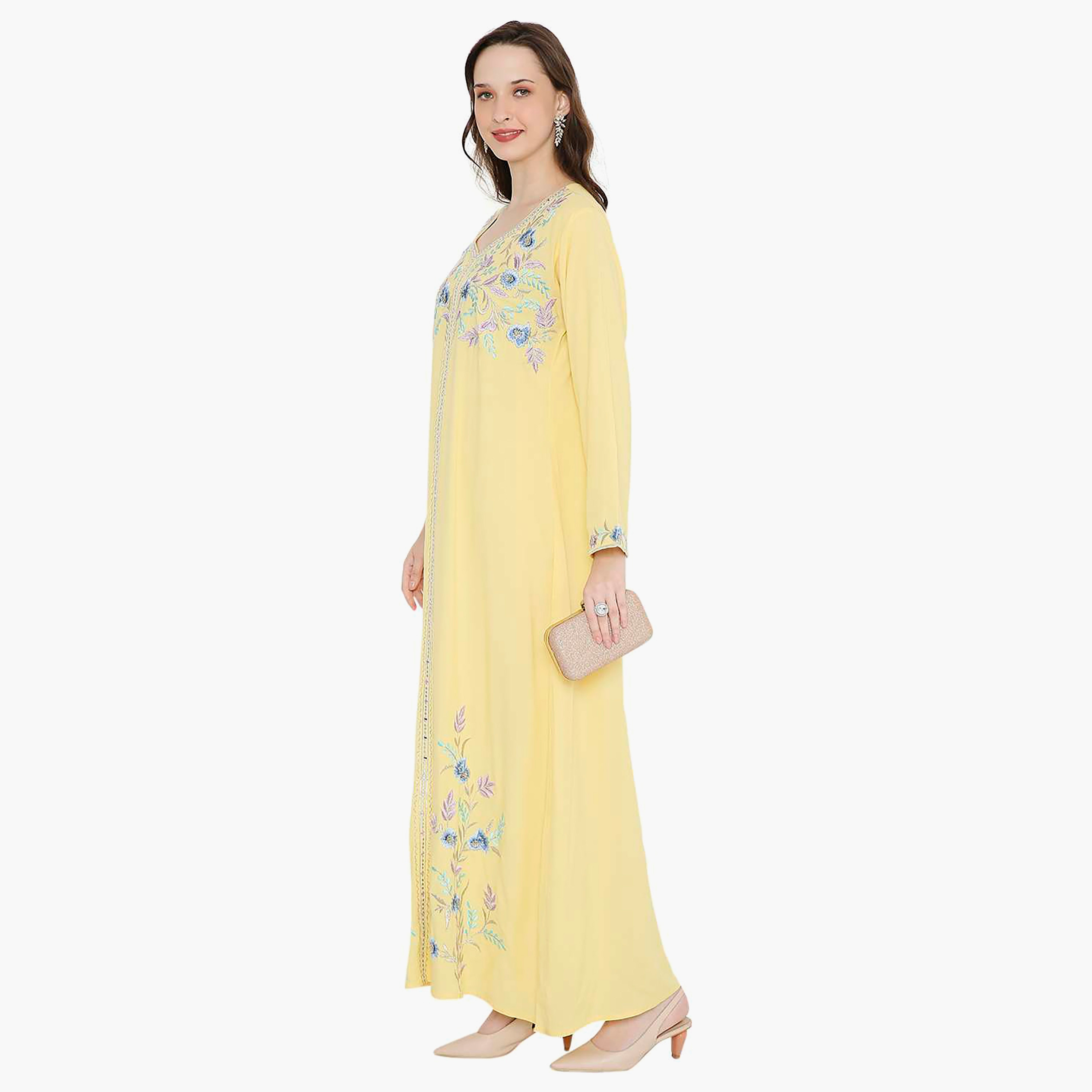 جلابية سهرة نسائية بأكمام مطوية ومطرزة من هانا آند سارة-women-arabicclothing-jalabiyas-image-9