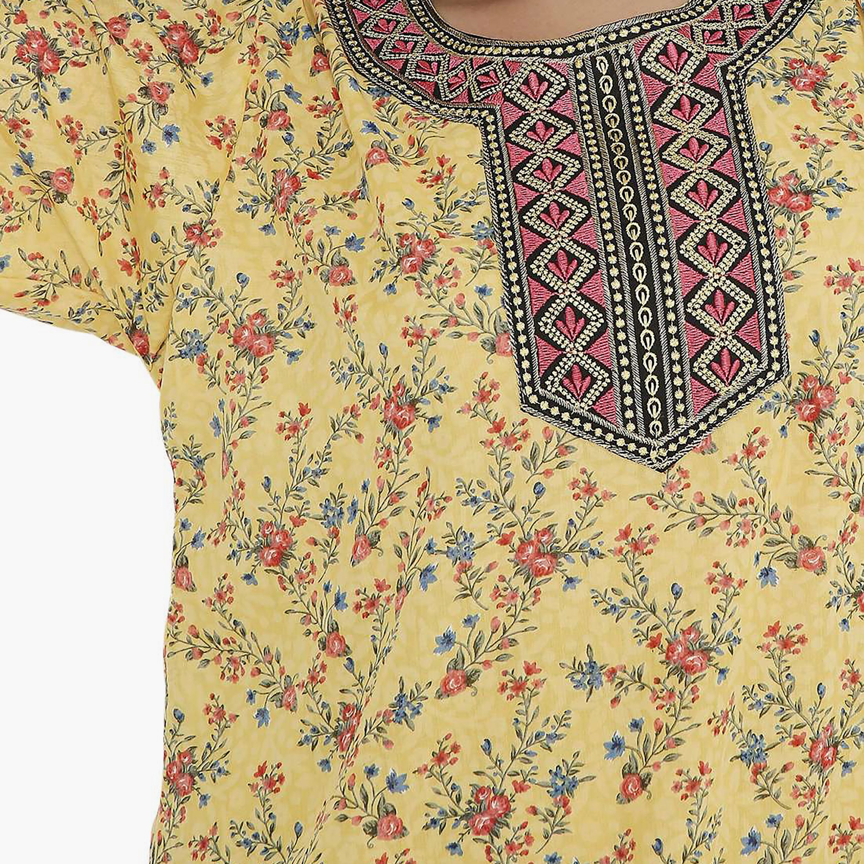 جلابية نسائية مطرزة بعقدة وتفاصيل رقبة على شكل زهور من هانا آند سارة-women-arabicclothing-jalabiyas-image-12