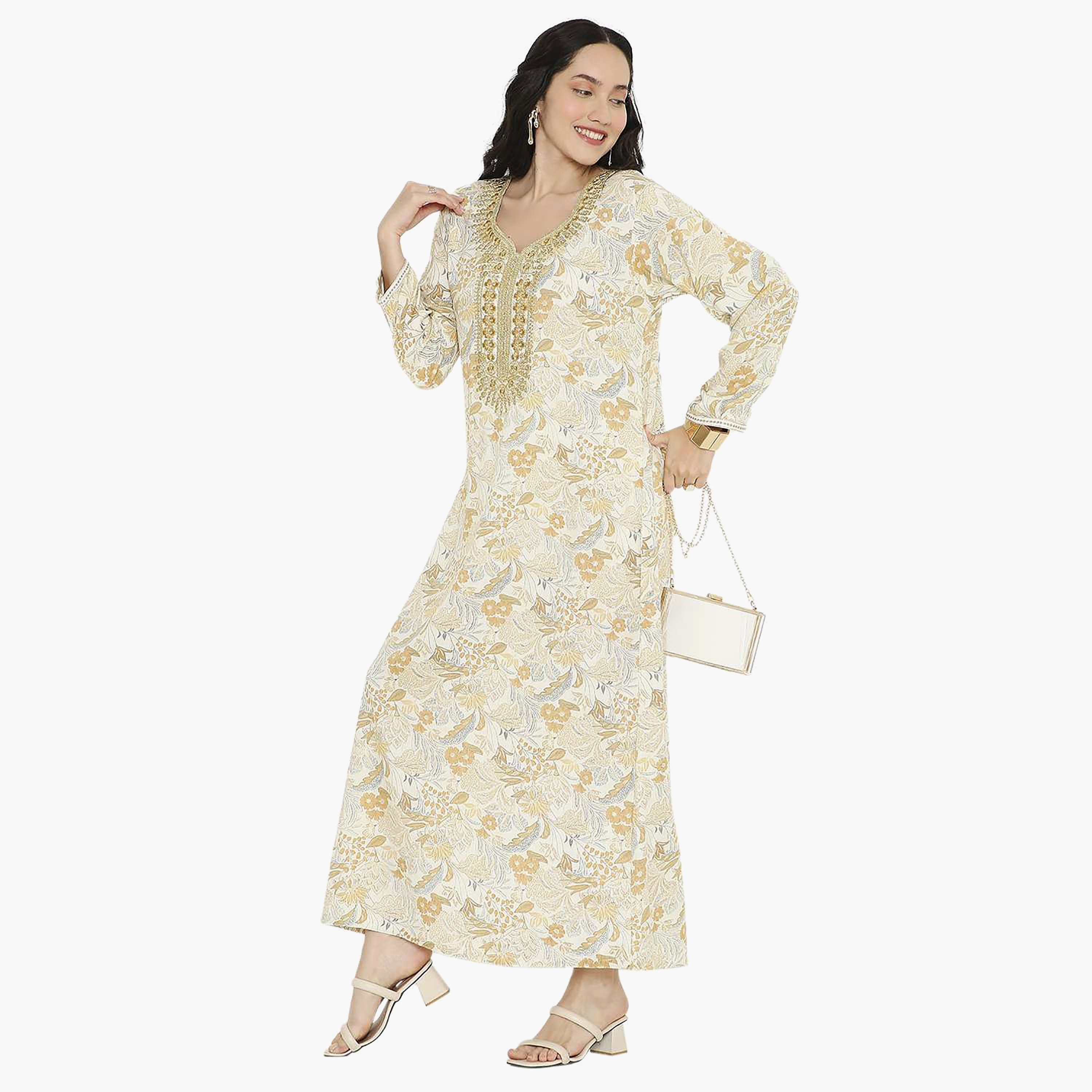جلابية نسائية مطرزة بعقدة عنق من هانا آند سارة-women-arabicclothing-jalabiyas-image-3