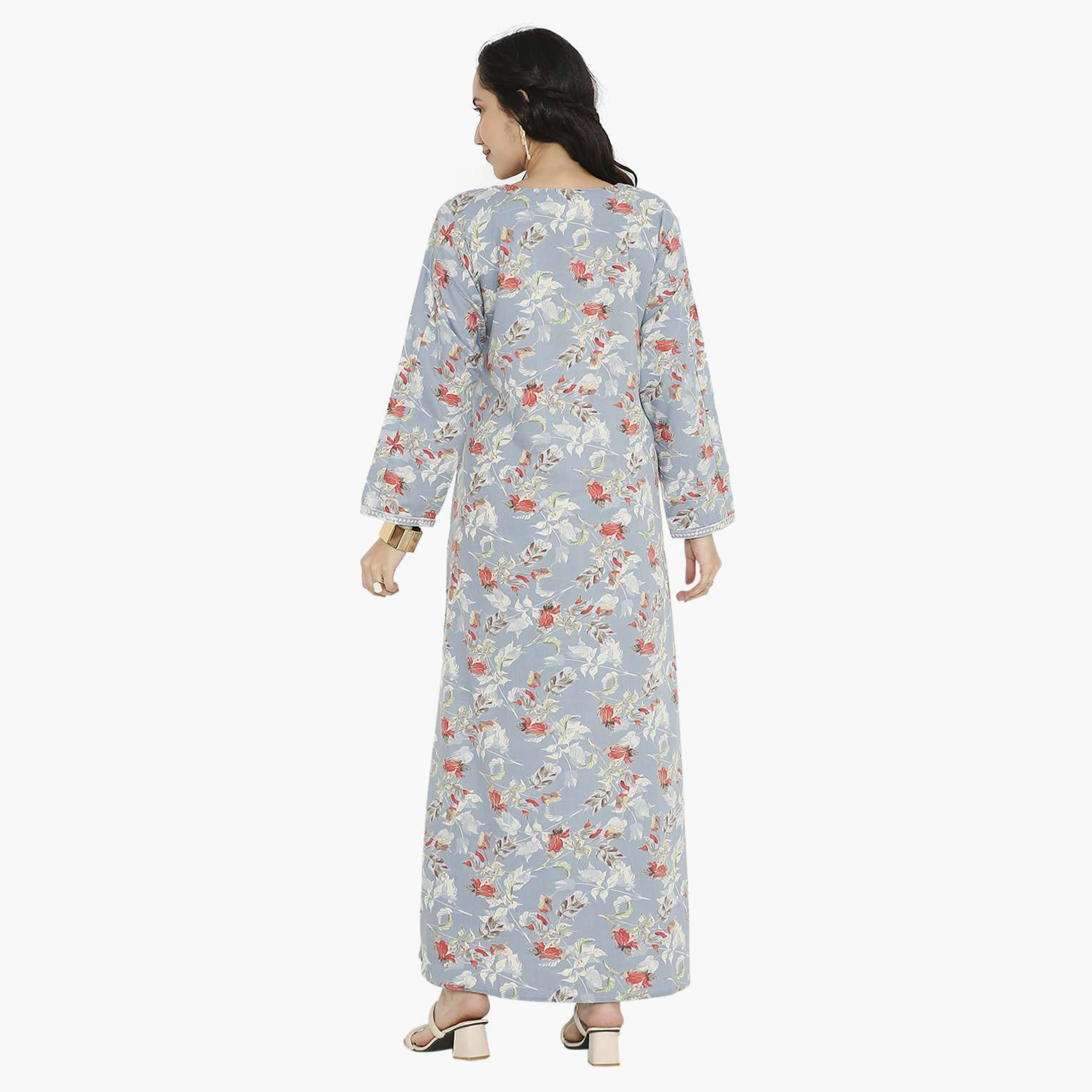 جلابية نسائية مطرزة بالزهور وعقدة عنق من هانا آند سارة-women-arabicclothing-jalabiyas-image-5