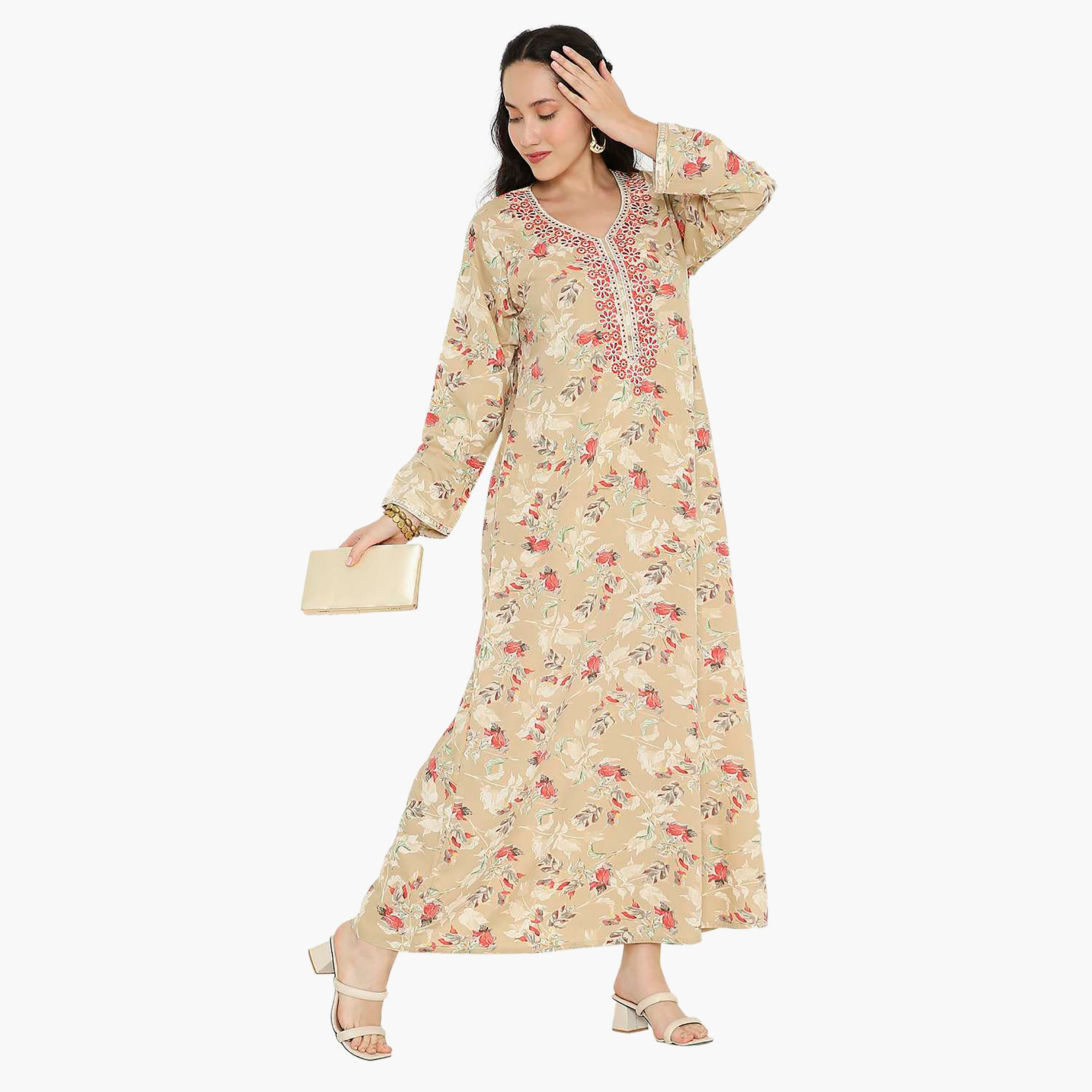 جلابية نسائية مطرزة بالزهور وعقدة عنق من هانا آند سارة-women-arabicclothing-jalabiyas-image-8
