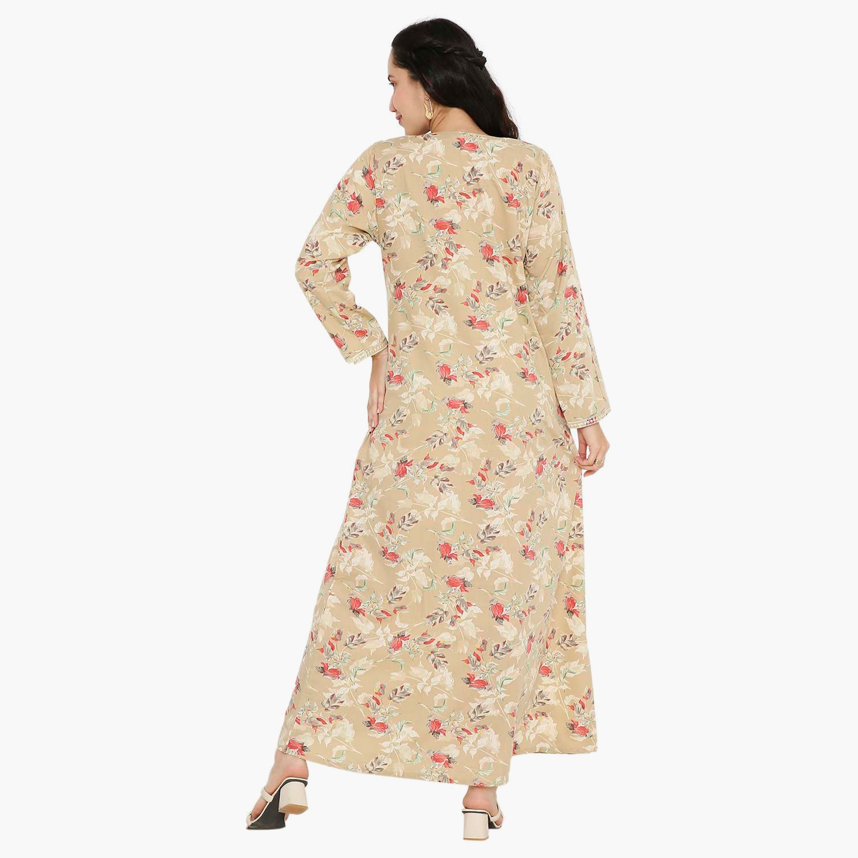 جلابية نسائية مطرزة بالزهور وعقدة عنق من هانا آند سارة-women-arabicclothing-jalabiyas-image-10