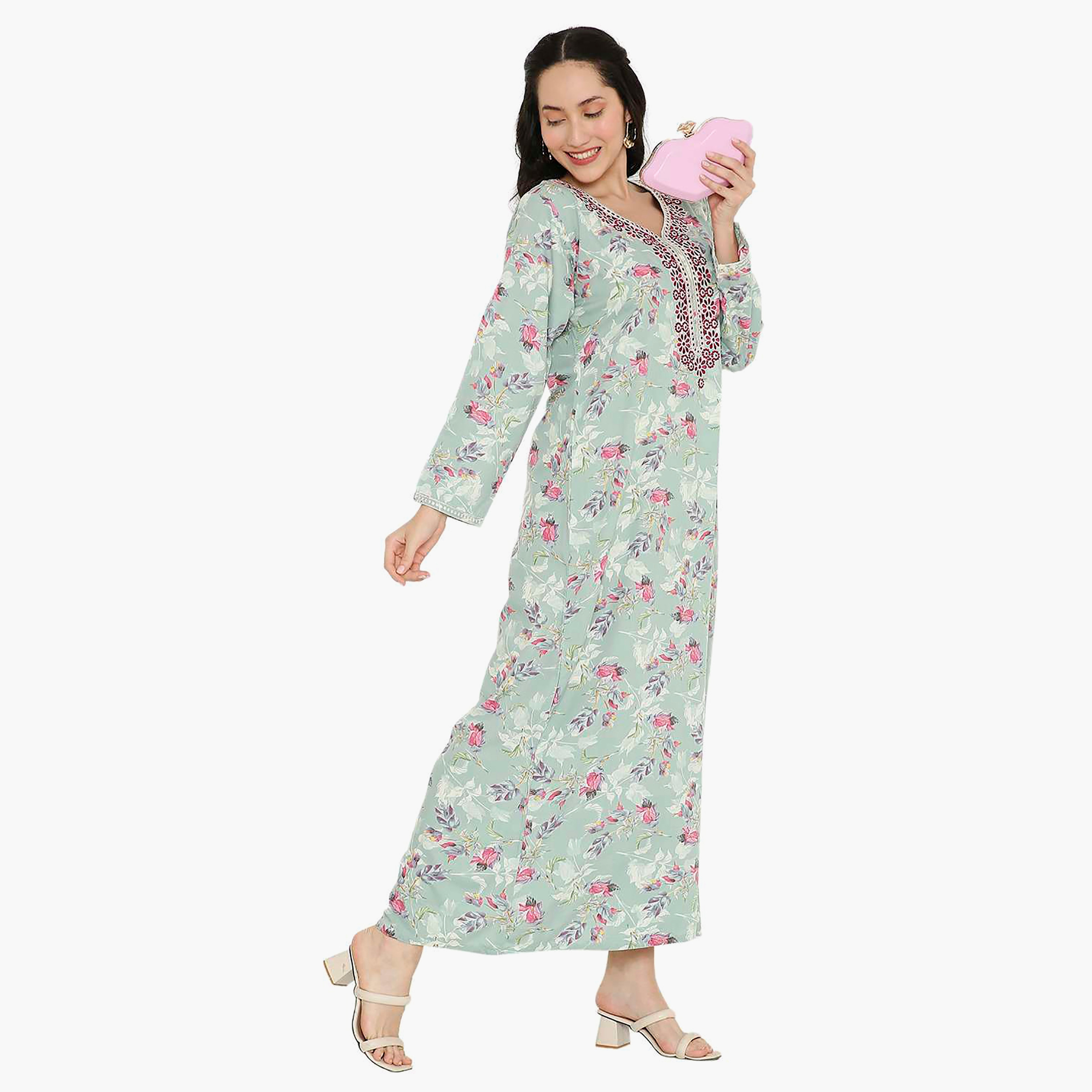 جلابية نسائية مطرزة بالزهور وعقدة عنق من هانا آند سارة-women-arabicclothing-jalabiyas-image-14