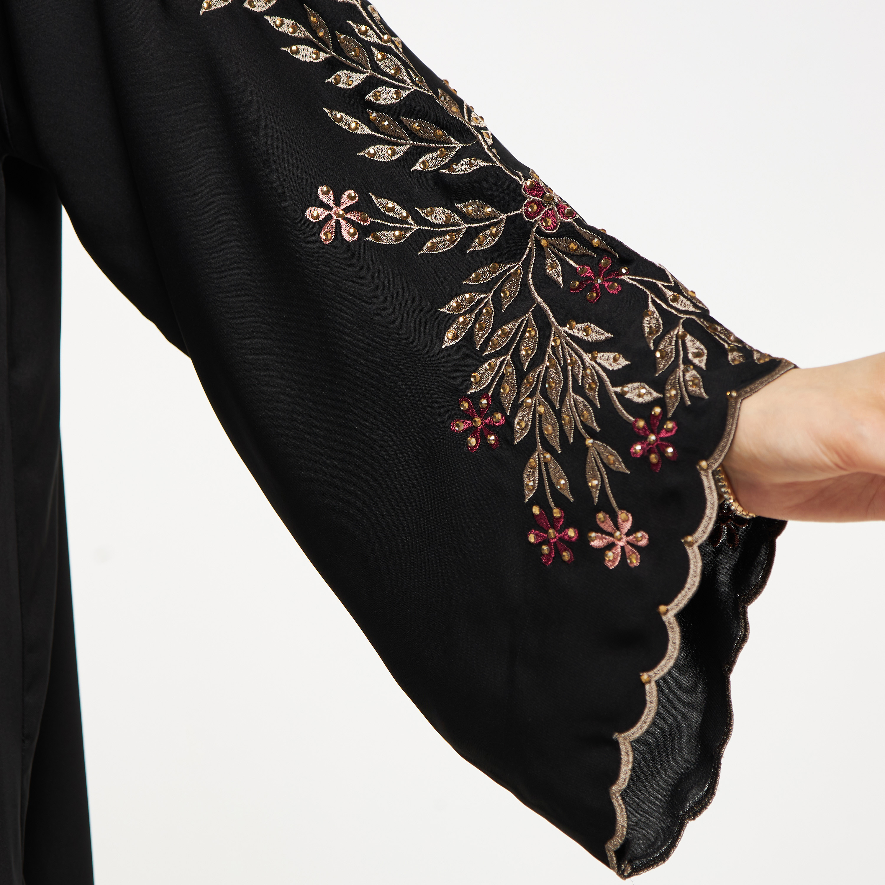 Nukhbaa Floral Embroidered Abaya with Hijab-women-arabicclothing-abayas-image-3