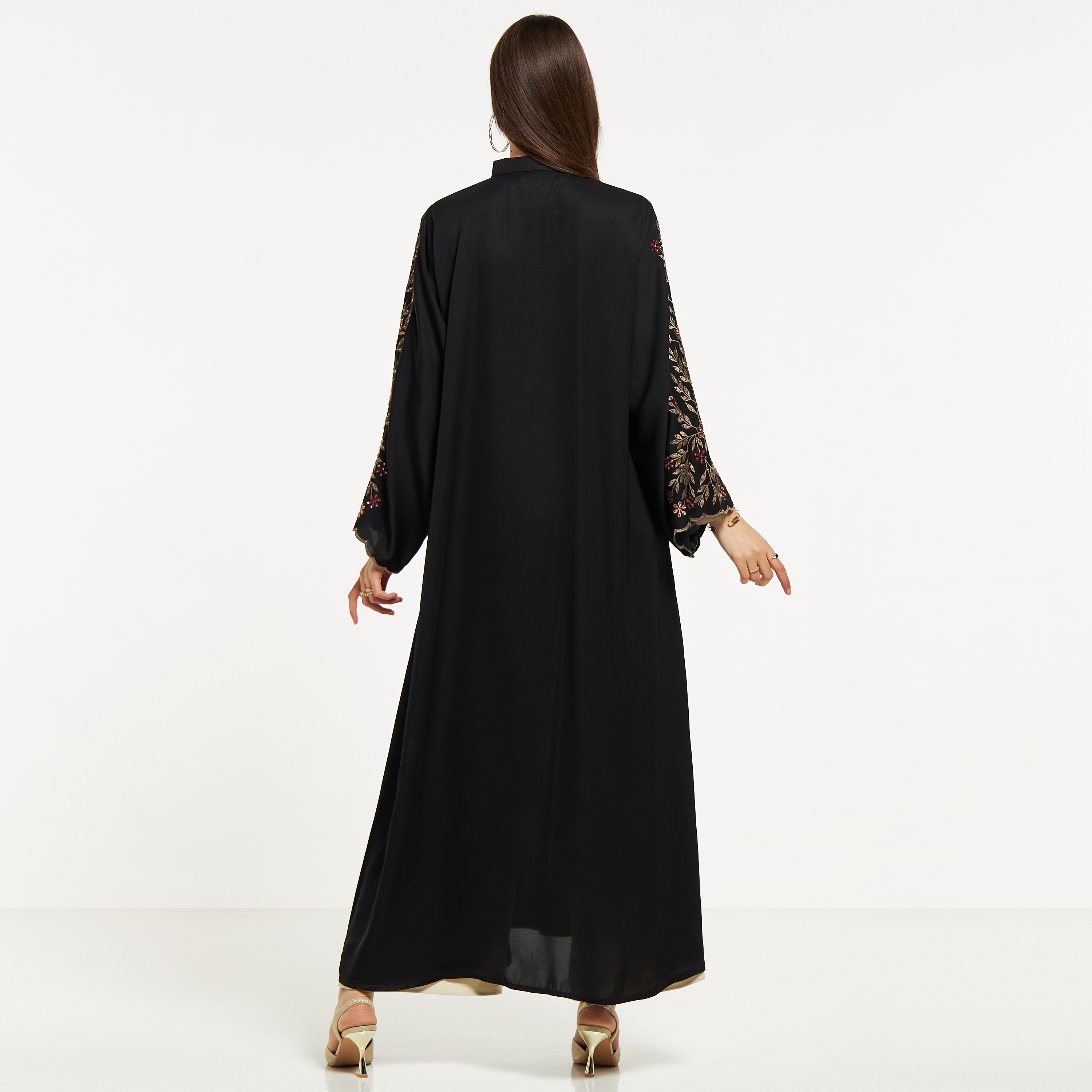 Nukhbaa Floral Embroidered Abaya with Hijab-women-arabicclothing-abayas-image-5