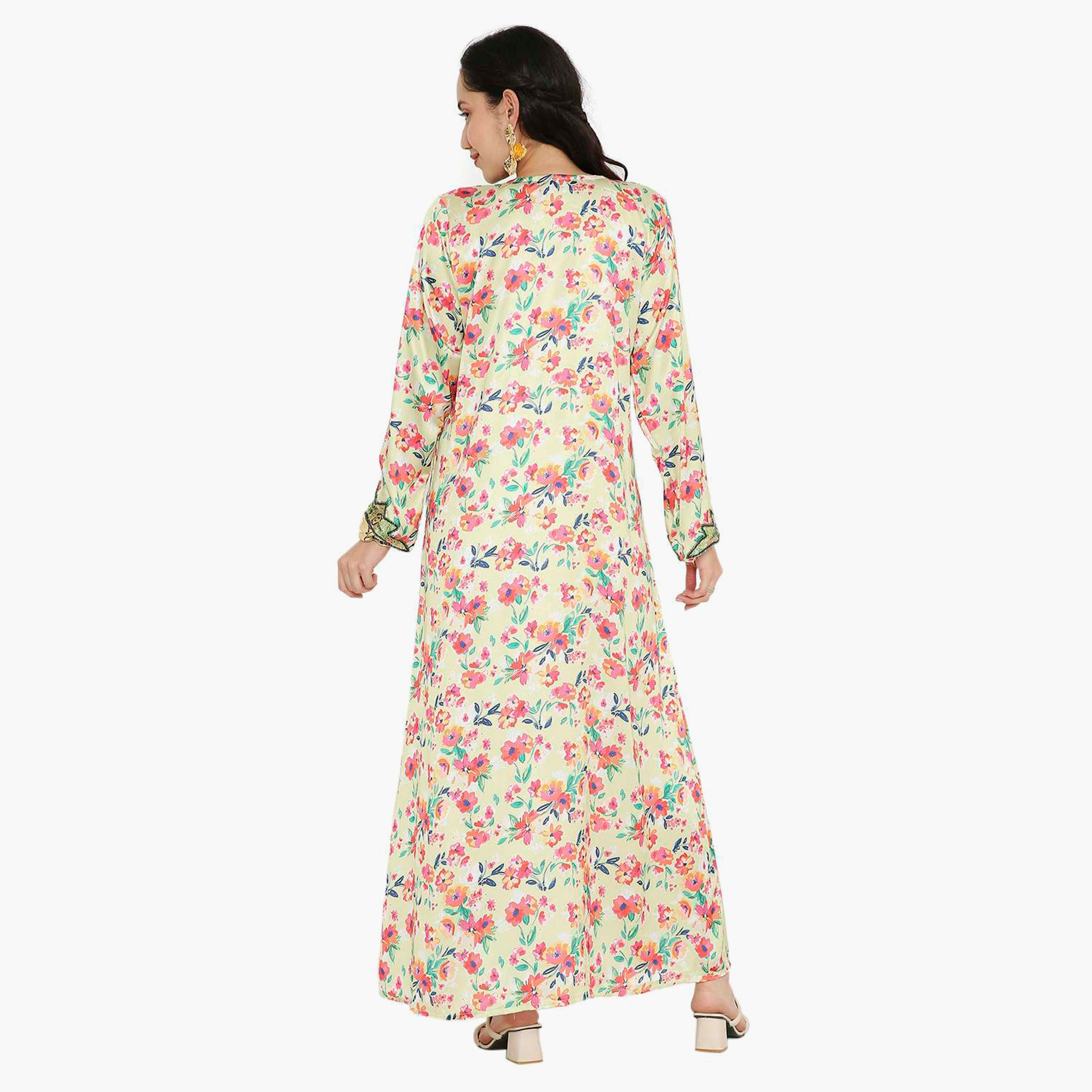مخور سهرة نسائي مزين بالزهور ومزين بالخرز وتفاصيل عقدة عند الرقبة من هانا آند سارة-women-arabicclothing-jalabiyas-image-10