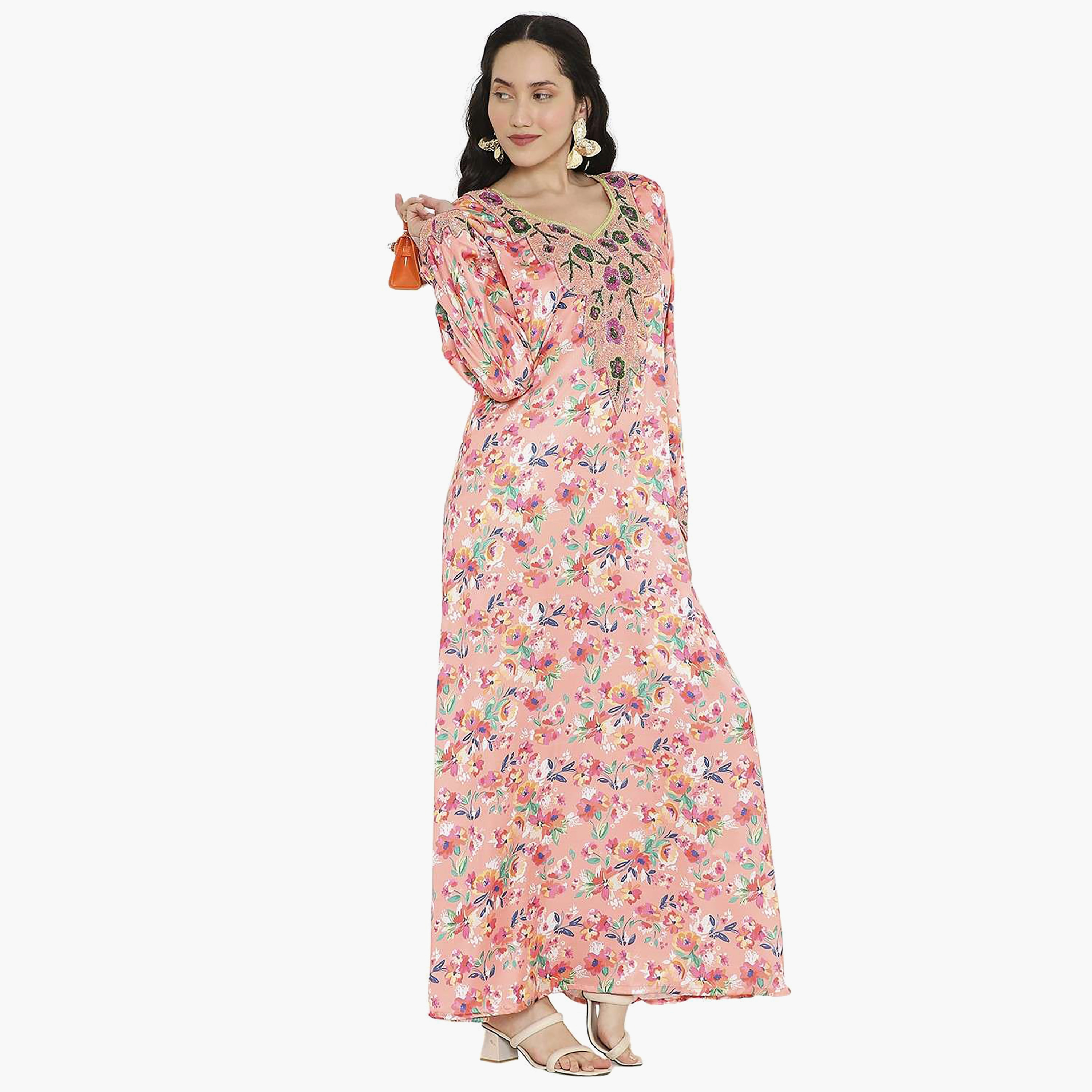 مخور سهرة نسائي مزين بالزهور ومزين بالخرز وتفاصيل عقدة عند الرقبة من هانا آند سارة-women-arabicclothing-jalabiyas-image-13