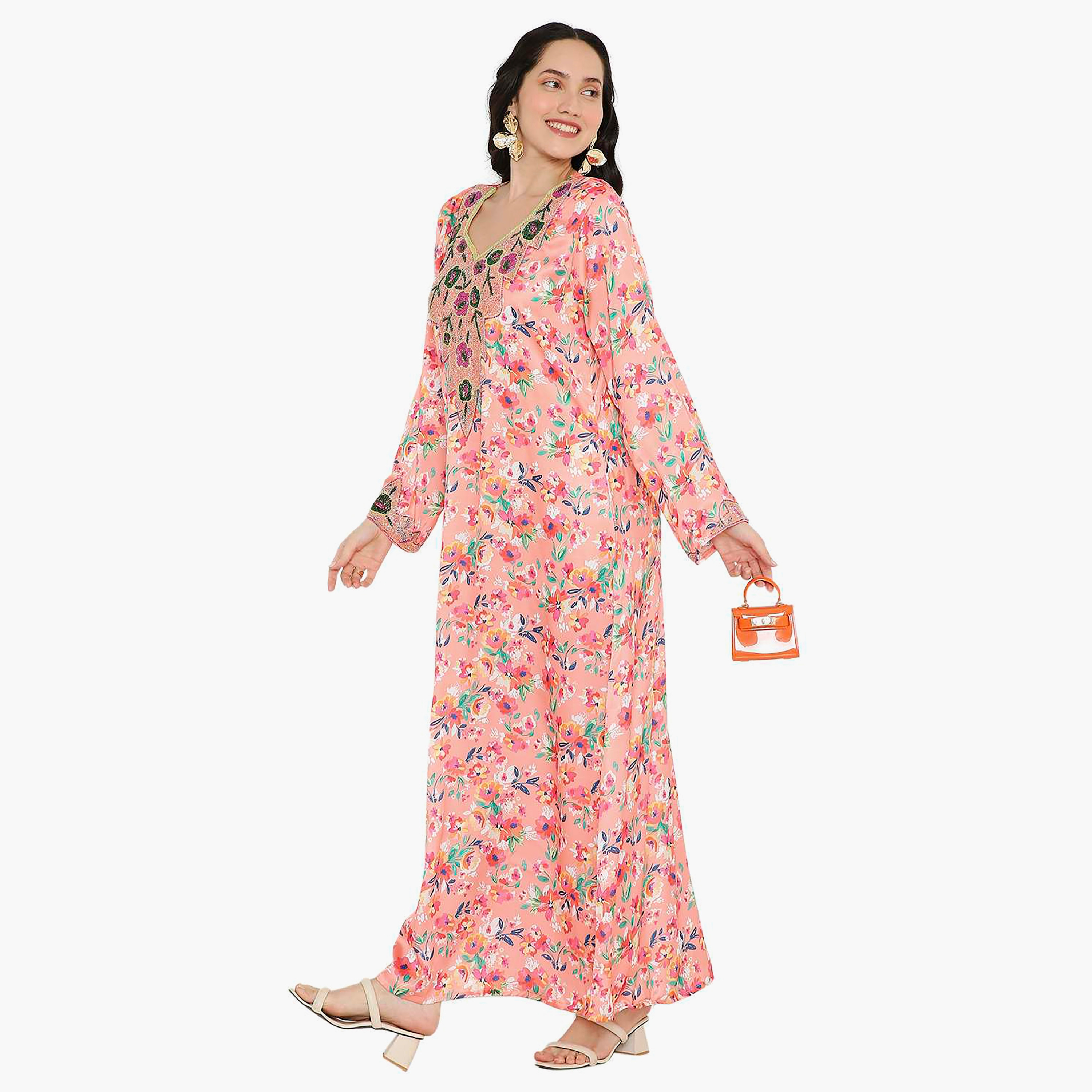 مخور سهرة نسائي مزين بالزهور ومزين بالخرز وتفاصيل عقدة عند الرقبة من هانا آند سارة-women-arabicclothing-jalabiyas-image-14
