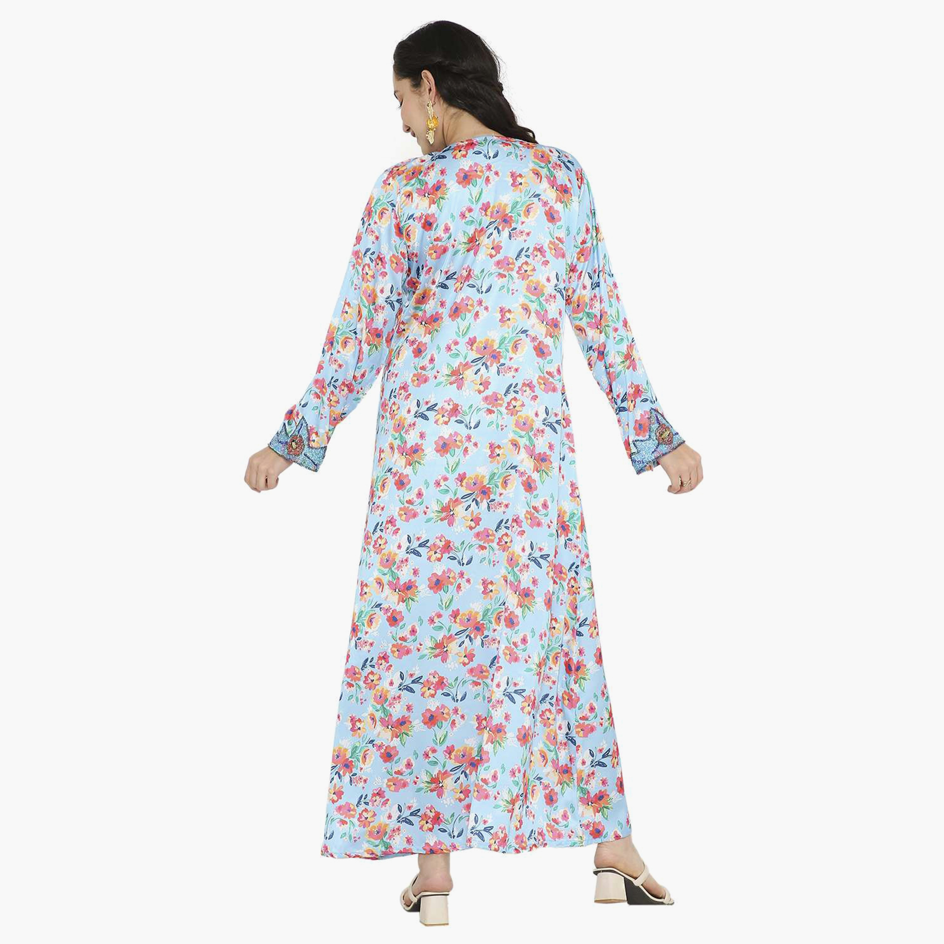 مخور سهرة نسائي مزين بالزهور ومزين بالخرز وتفاصيل عقدة عند الرقبة من هانا آند سارة-women-arabicclothing-jalabiyas-image-20