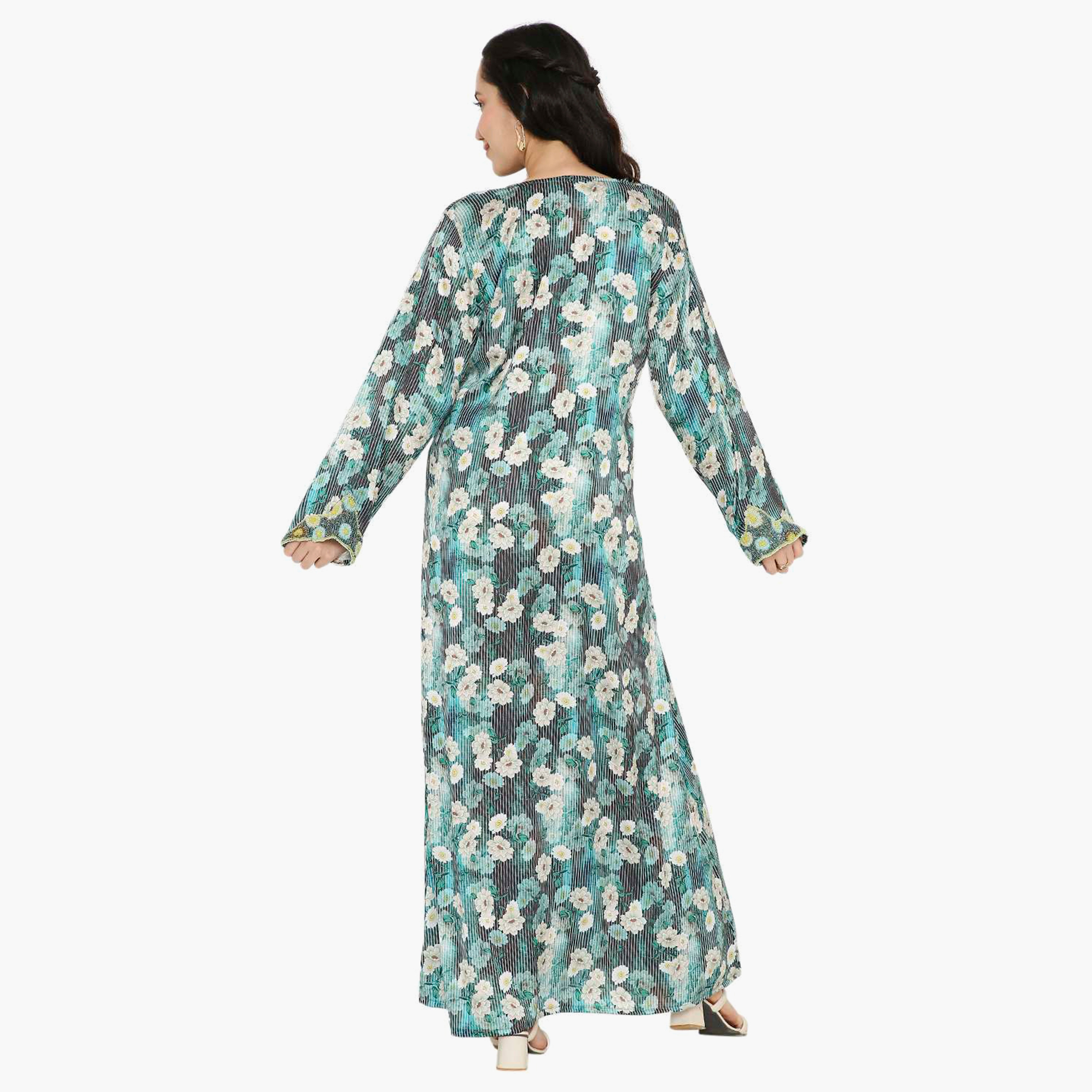 مخور سهرة نسائي مزين بالزهور ومزين بالخرز وتفاصيل عقدة عند الرقبة من هانا آند سارة-women-arabicclothing-jalabiyas-image-20