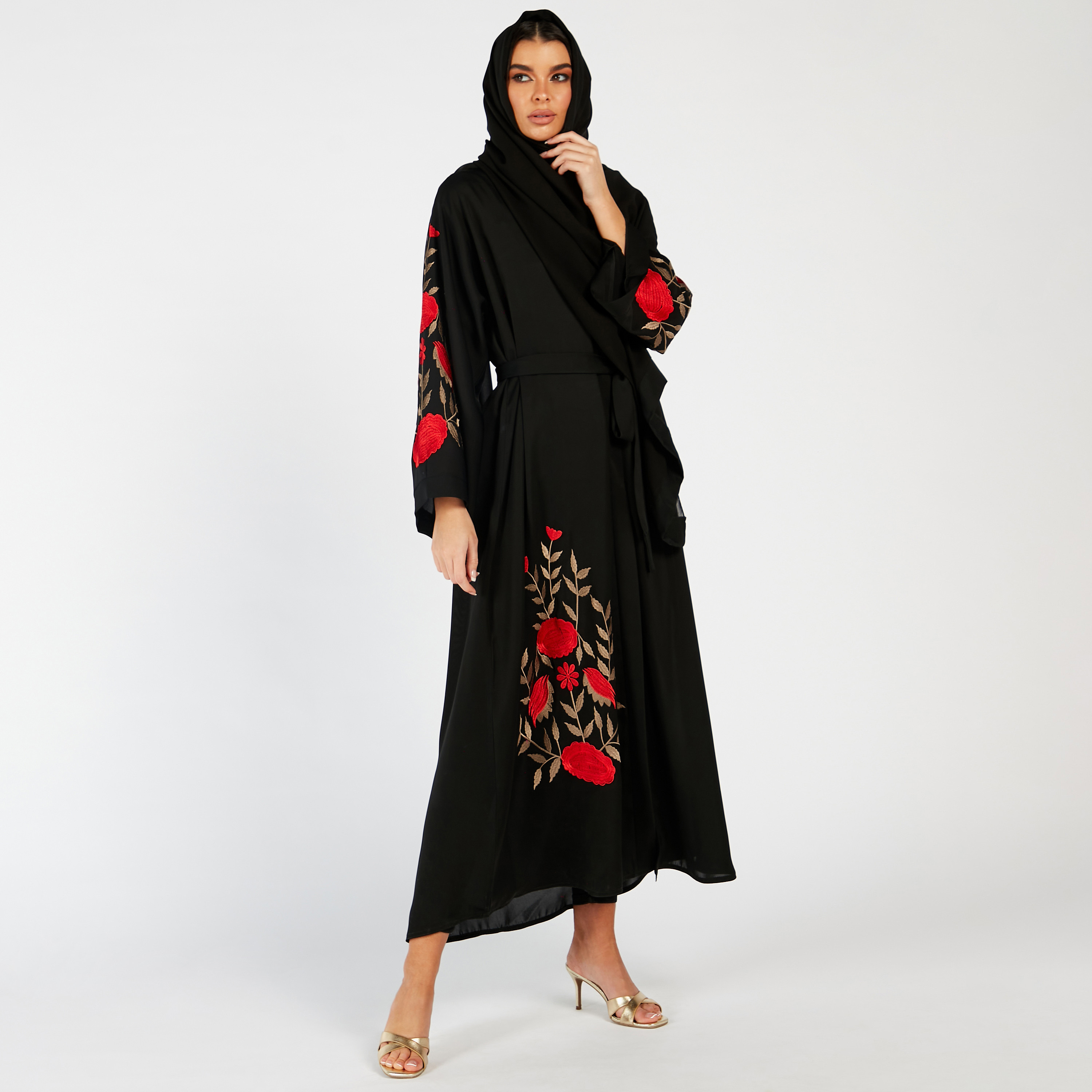 Nukhbaa Embroidered Abaya and Hijab Set-women-arabicclothing-abayas-image-1