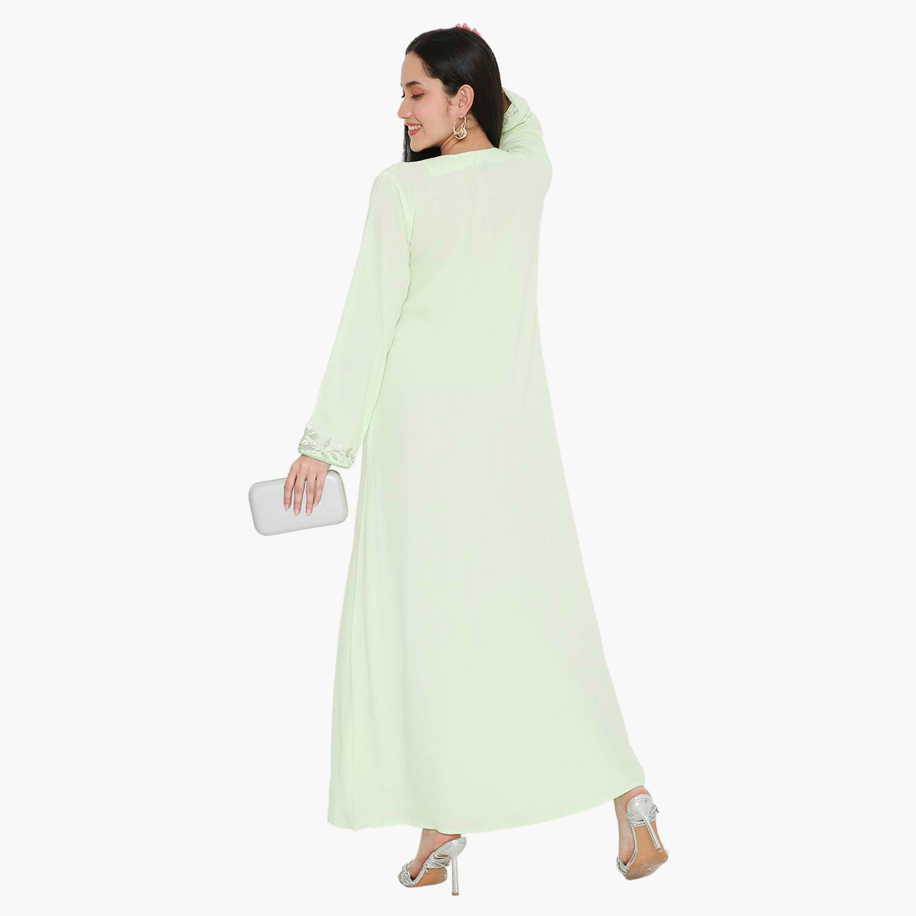 Hana & Sara Embroidered Designed Cuffed Sleeves Women's Jalabiya-women-arabicclothing-jalabiyas-image-5