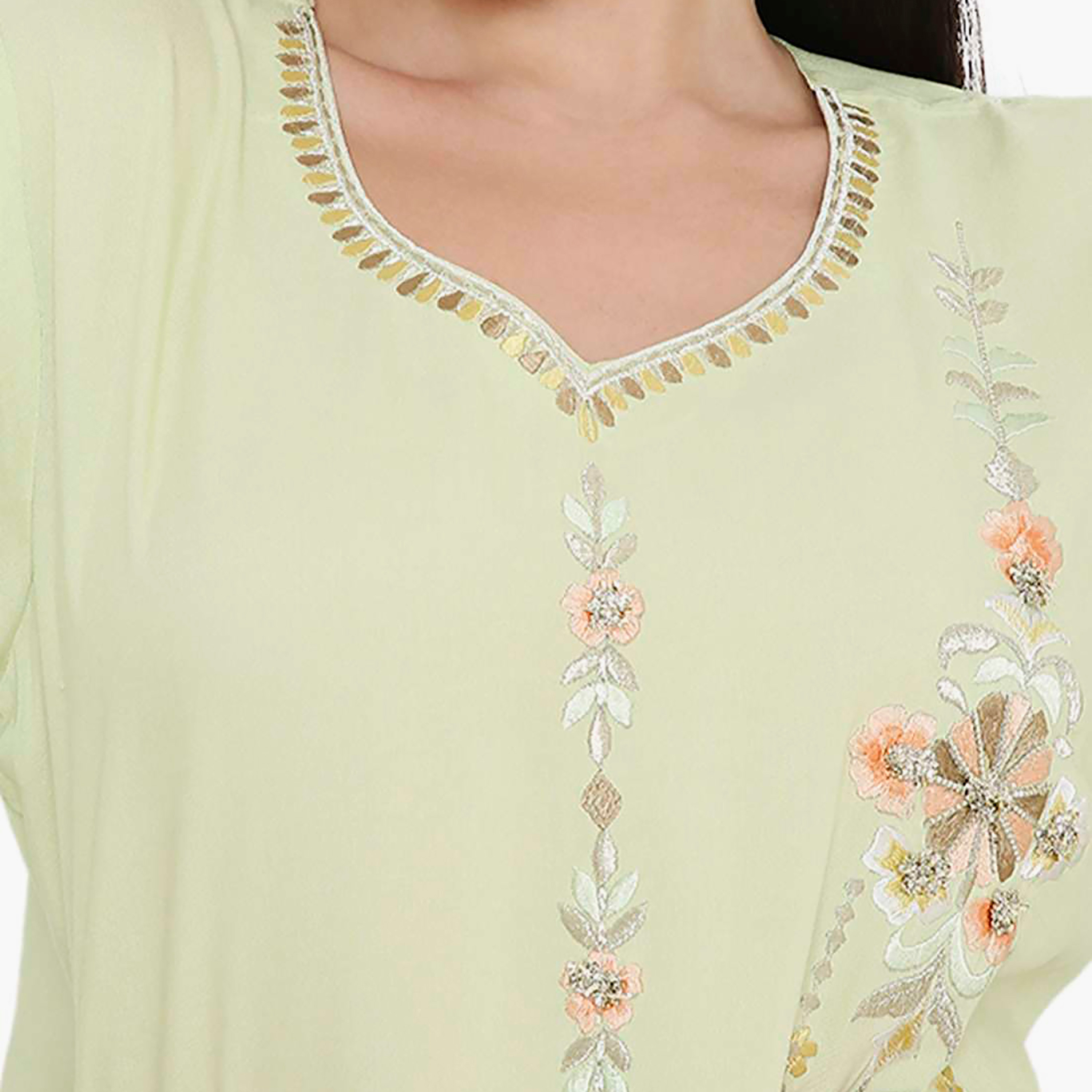 Hana & Sara Embroidered Designed Cuffed Sleeves Women's Jalabiya-women-arabicclothing-jalabiyas-image-2
