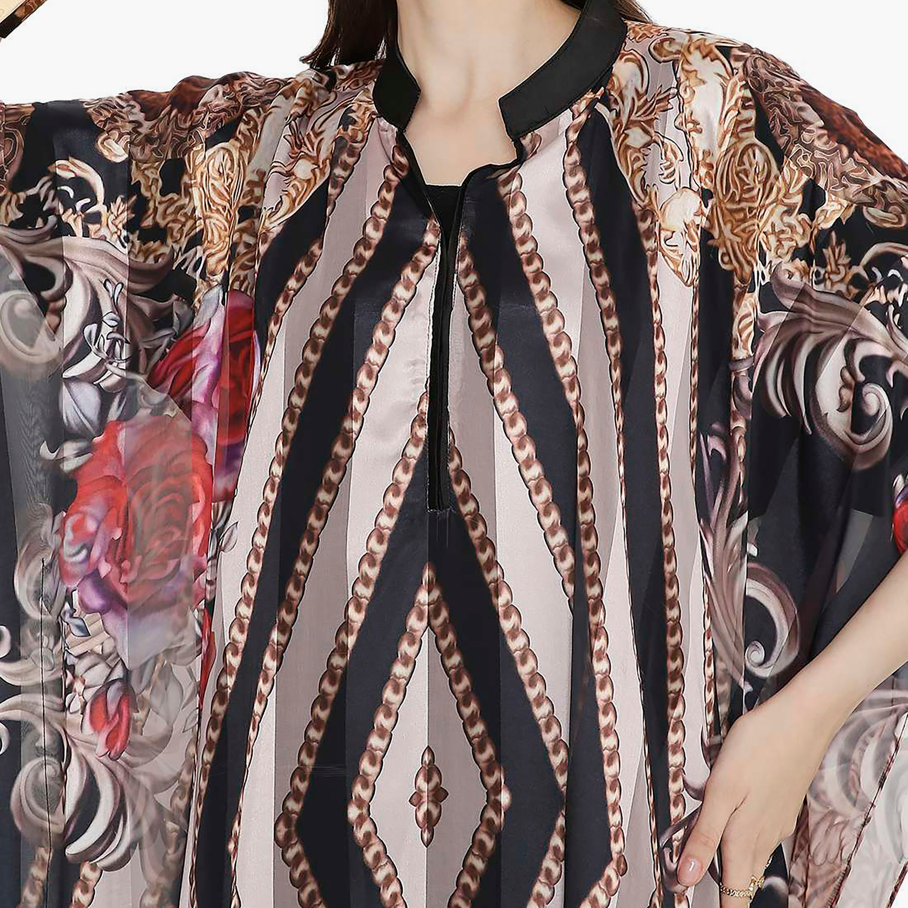 قفطان احتفالي نسائي مطبوع بياقة وأكمام واسعة من هانا آند سارة-women-arabicclothing-jalabiyas-image-2