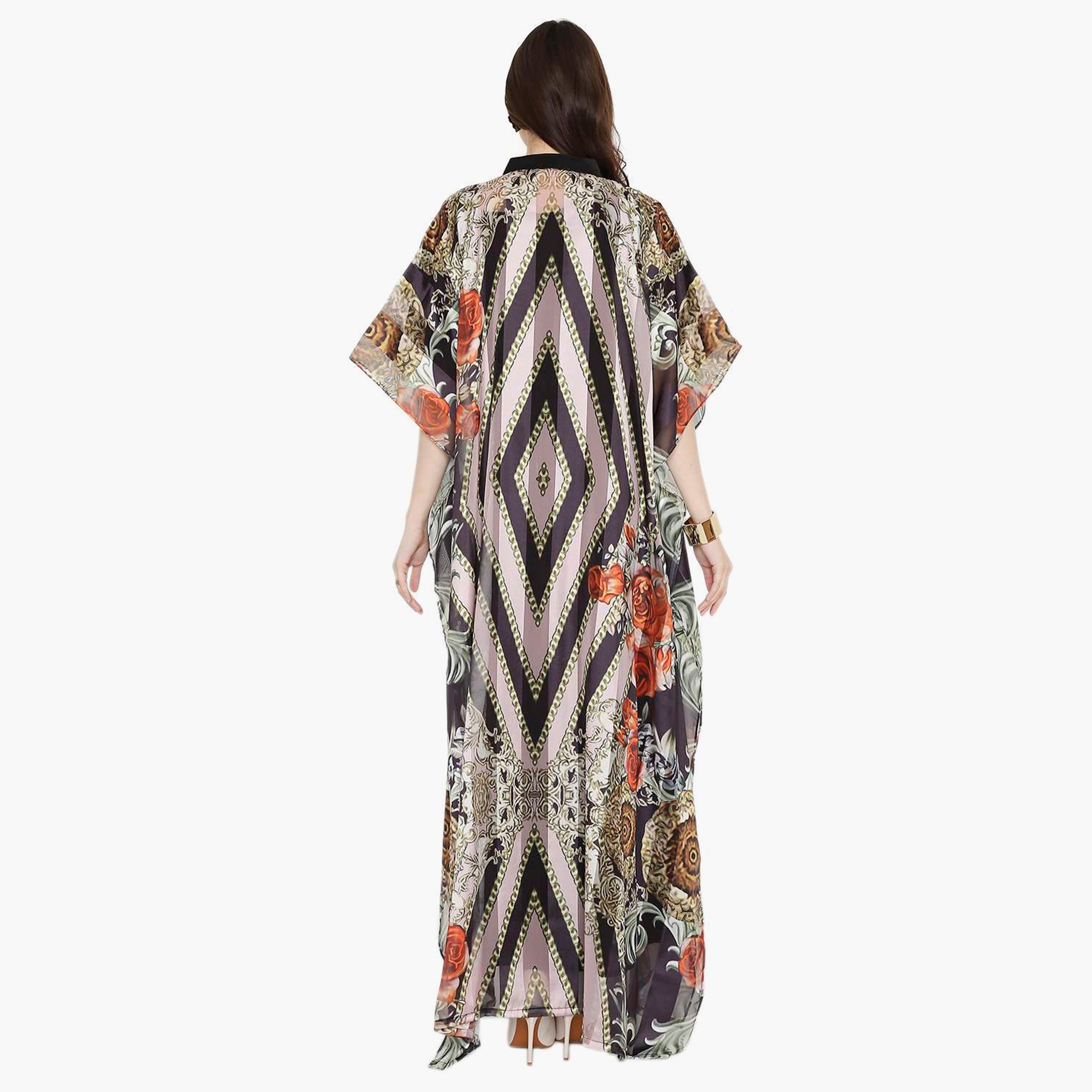 قفطان احتفالي نسائي مطبوع بياقة وأكمام واسعة من هانا آند سارة-women-arabicclothing-jalabiyas-image-5