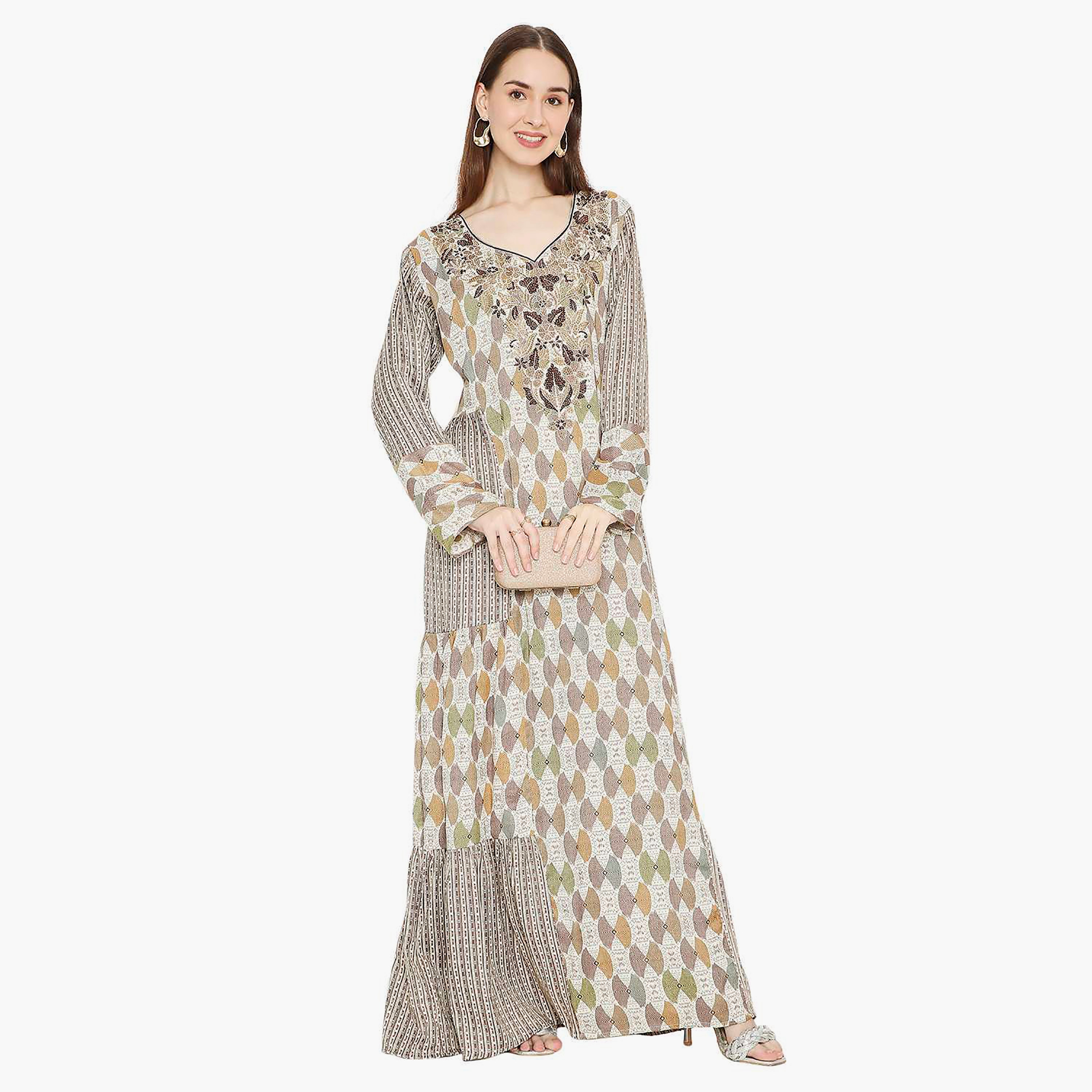 جلابية نسائية مطبوعة ومزخرفة ومطرزة من هانا اند سارة-women-arabicclothing-jalabiyas-image-11