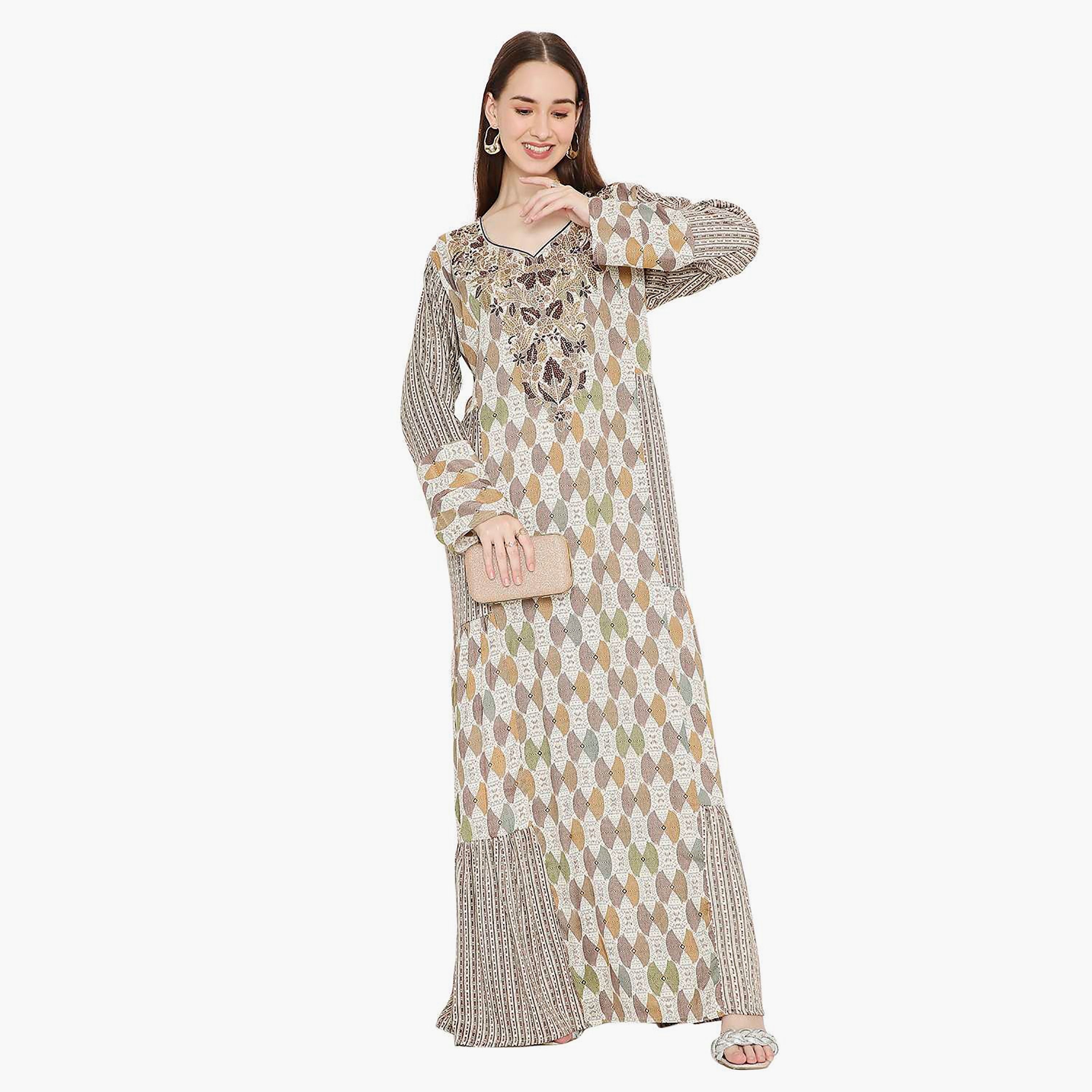 جلابية نسائية مطبوعة ومزخرفة ومطرزة من هانا اند سارة-women-arabicclothing-jalabiyas-image-13