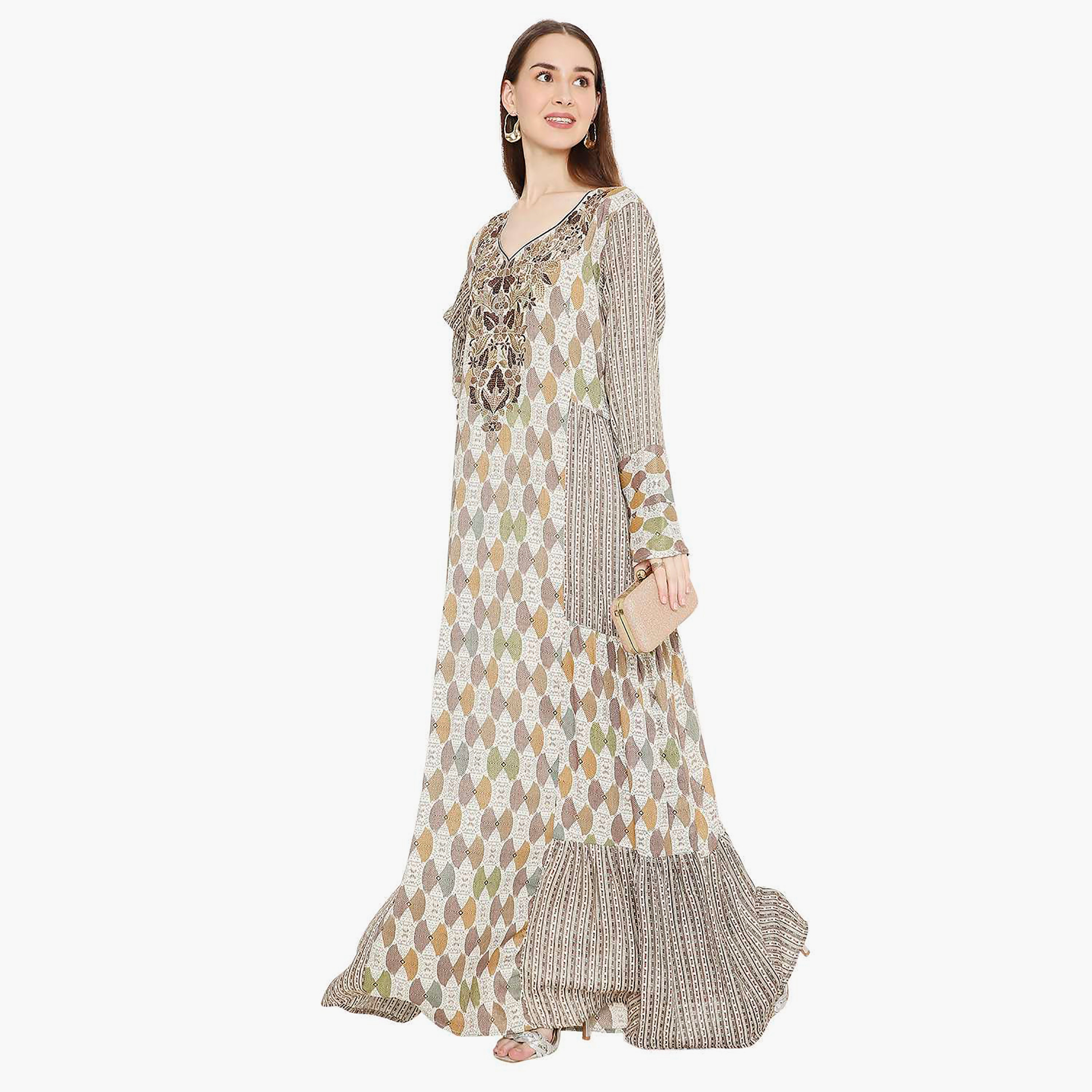 جلابية نسائية مطبوعة ومزخرفة ومطرزة من هانا اند سارة-women-arabicclothing-jalabiyas-image-14
